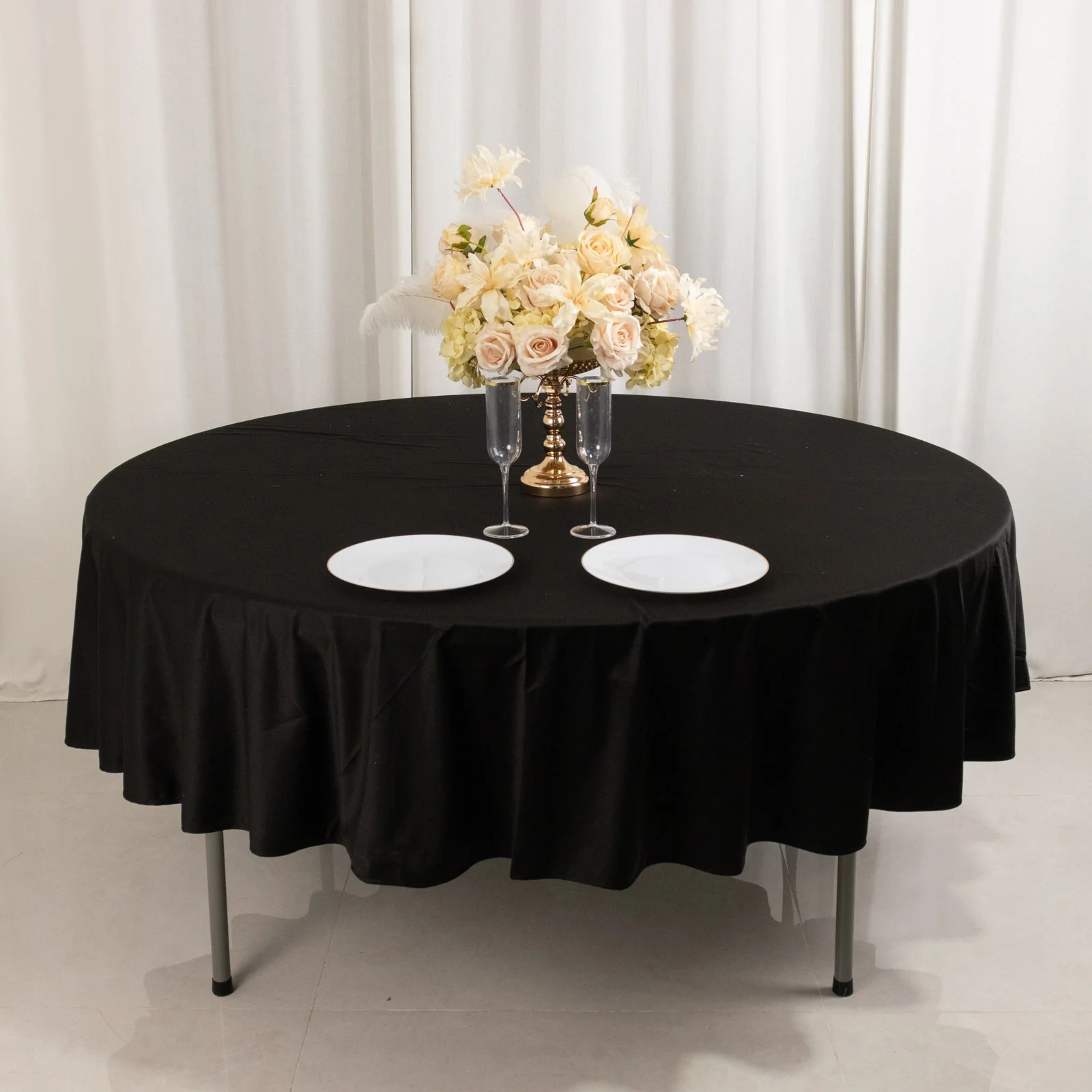 Scuba Round Tablecloth 90" Black - Wrinkle Free & Stain Resistant Sophisticated Table Cover - Image 5