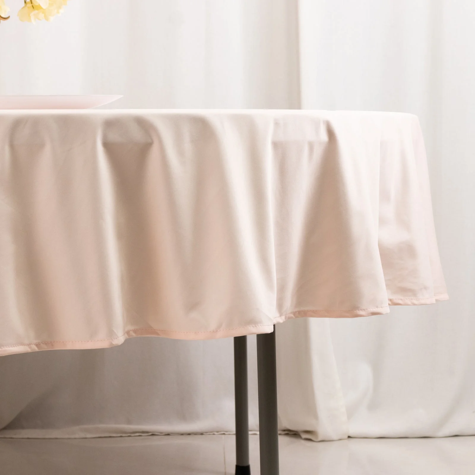 Scuba Round Tablecloth 90" Blush - Wrinkle Free Table Cover - Image 2