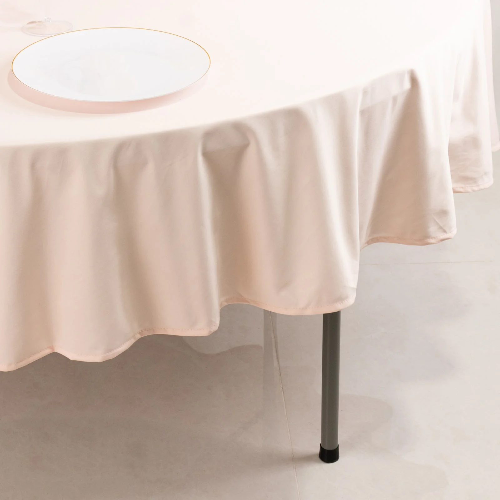 Scuba Round Tablecloth 90" Blush - Wrinkle Free Table Cover - Image 3