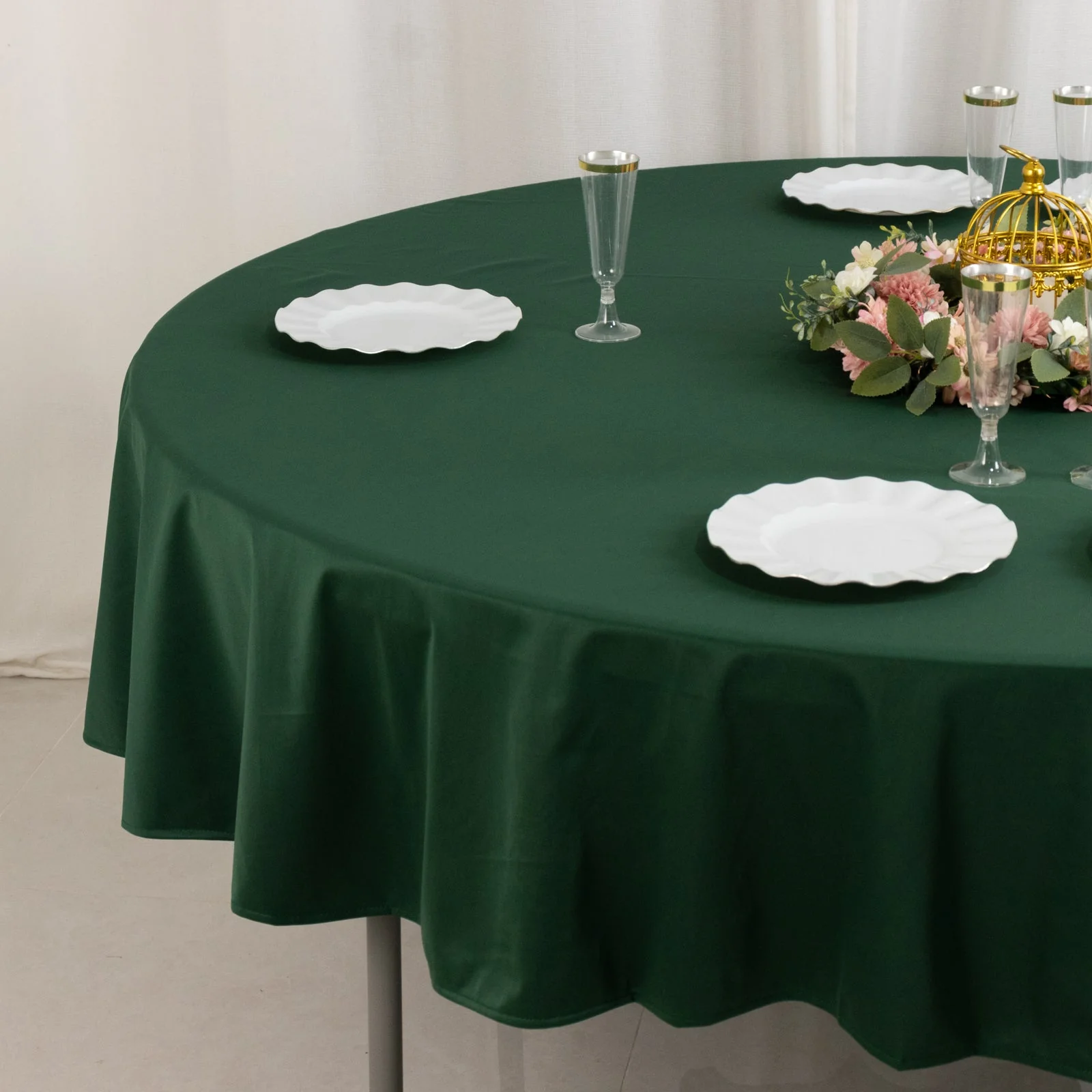 Scuba Round Tablecloth 90" Hunter Emerald Green - Wrinkle Free Table Cover - Image 6
