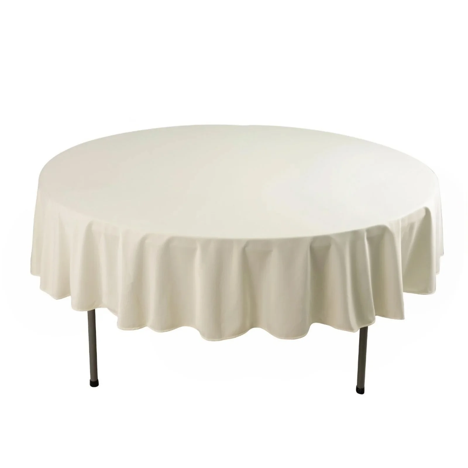 Scuba Round Tablecloth 90" Ivory - Wrinkle Free Table Cover - Image 11