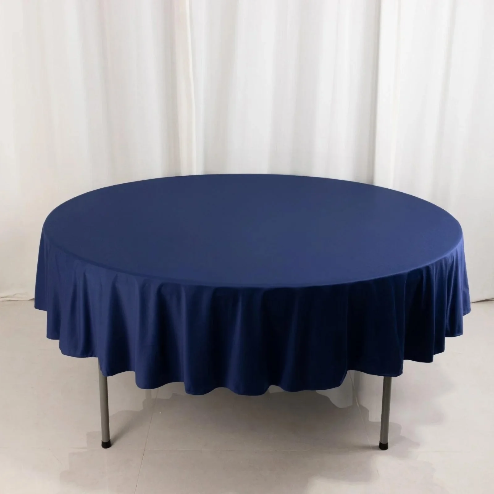 Scuba Round Tablecloth 90" Navy Blue - Wrinkle Free Table Cover