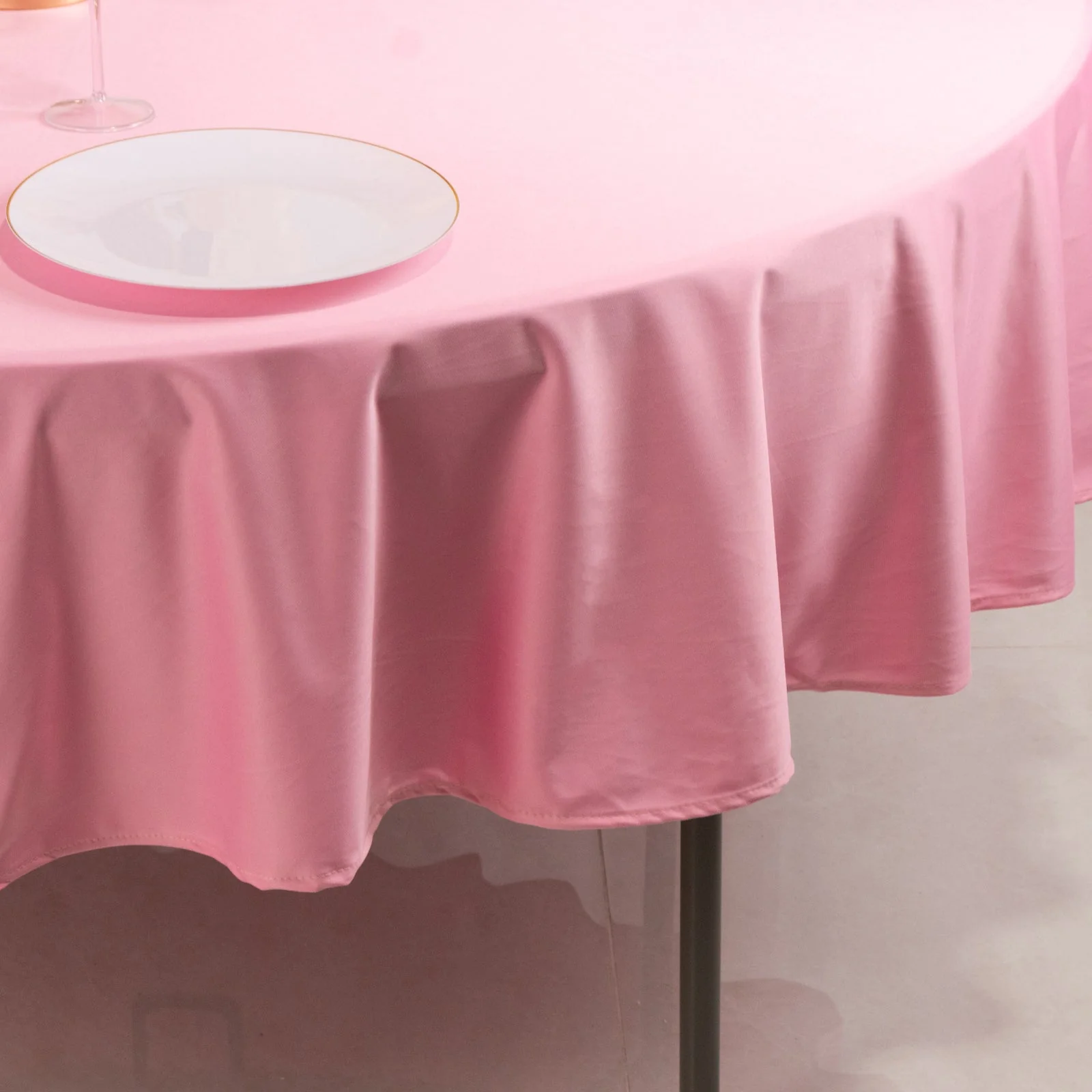 Scuba Round Tablecloth 90" Pink - Wrinkle Free Table Cover - Image 3