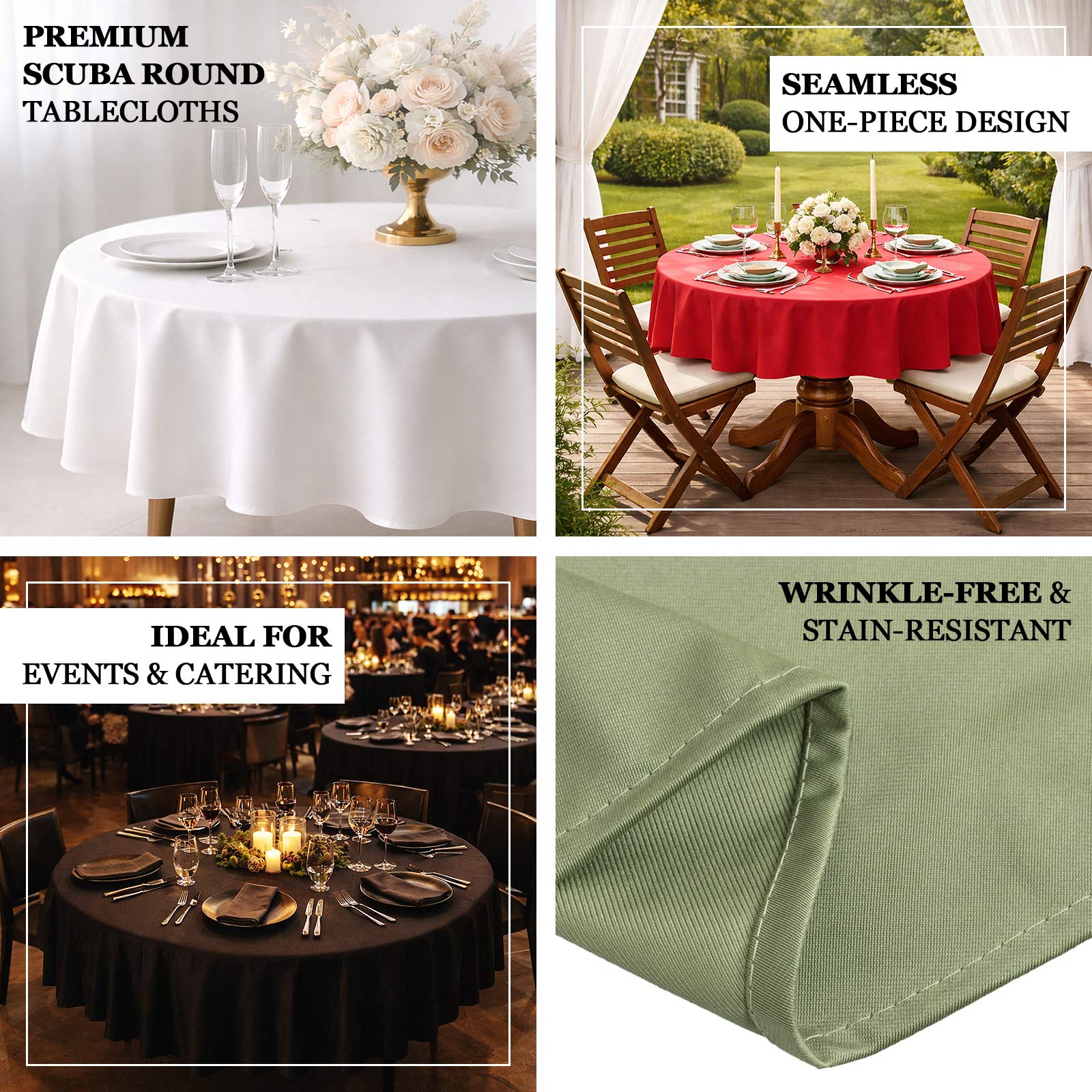 Scuba Round Tablecloth 90" Pink - Wrinkle Free Table Cover - Image 4