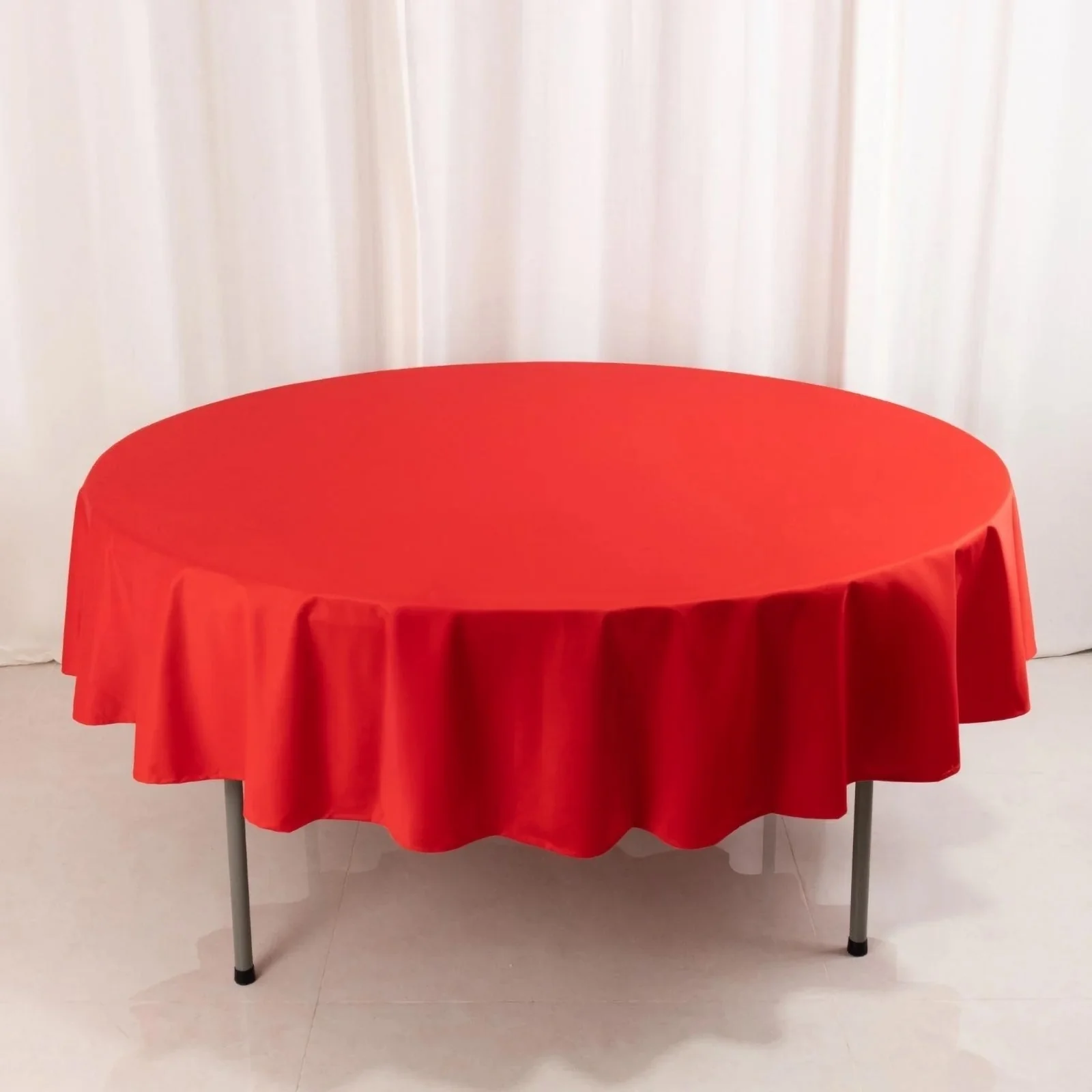 Scuba Round Tablecloth 90" Red - Wrinkle Free Table Cover