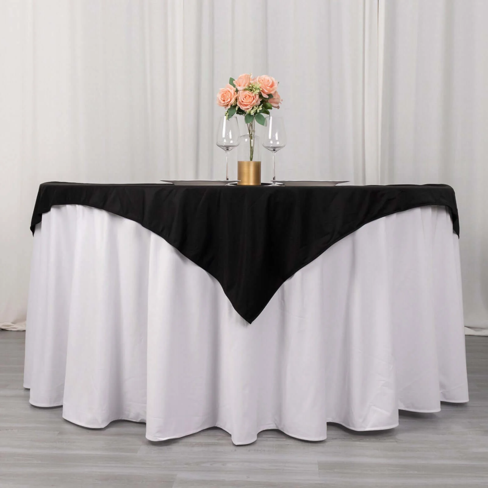 Scuba Square Table Overlay 54"x54" Black - Wrinkle Free Tablecloth Topper - Image 3