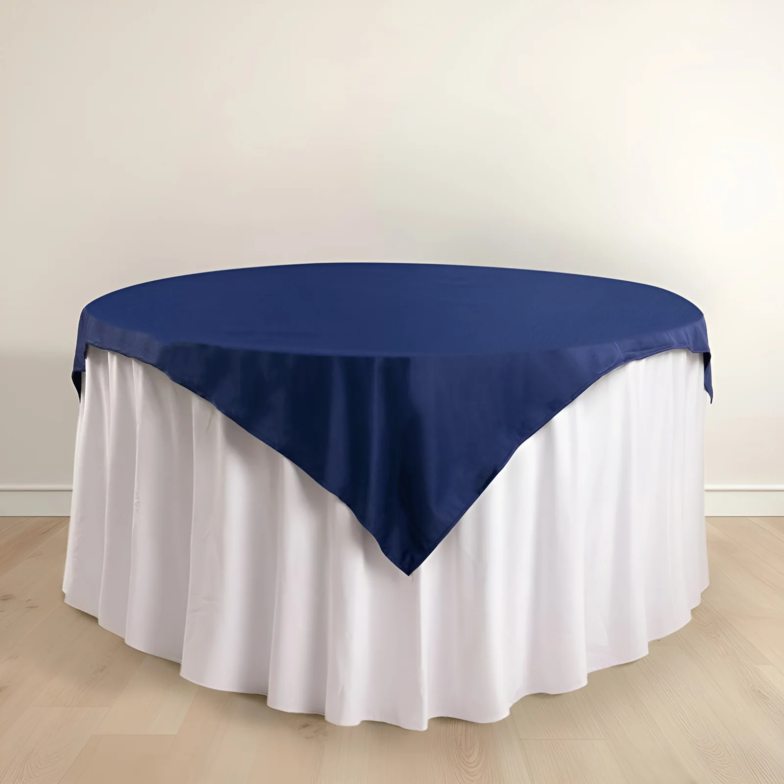 Scuba Square Table Overlay 54"x54" Navy Blue - Wrinkle Free Tablecloth Topper
