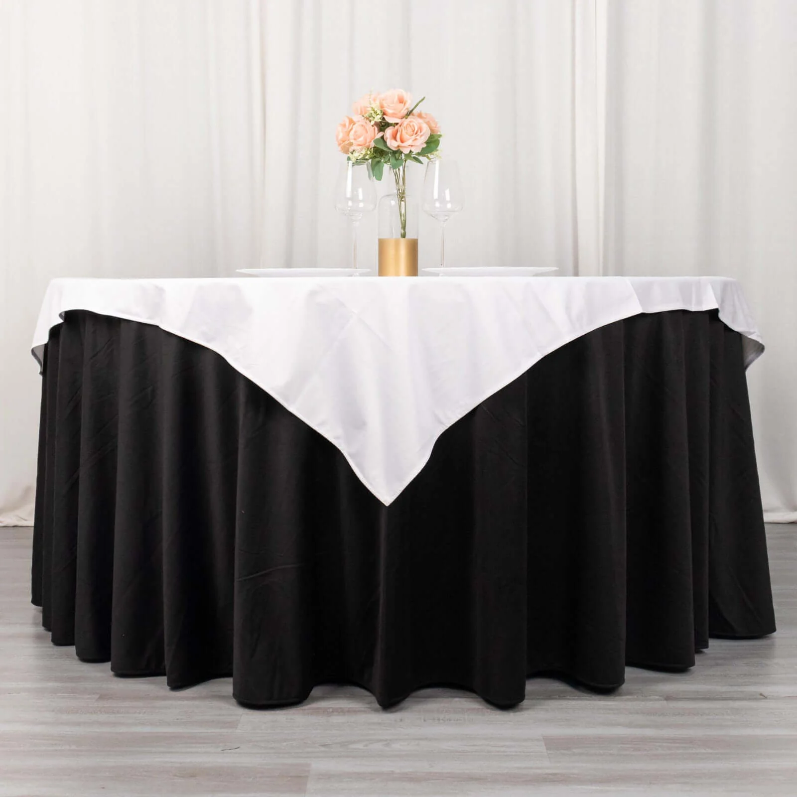 Scuba Square Table Overlay 54"x54" White - Wrinkle Free & Stain Resistant Sophisticated Table Topper - Image 3
