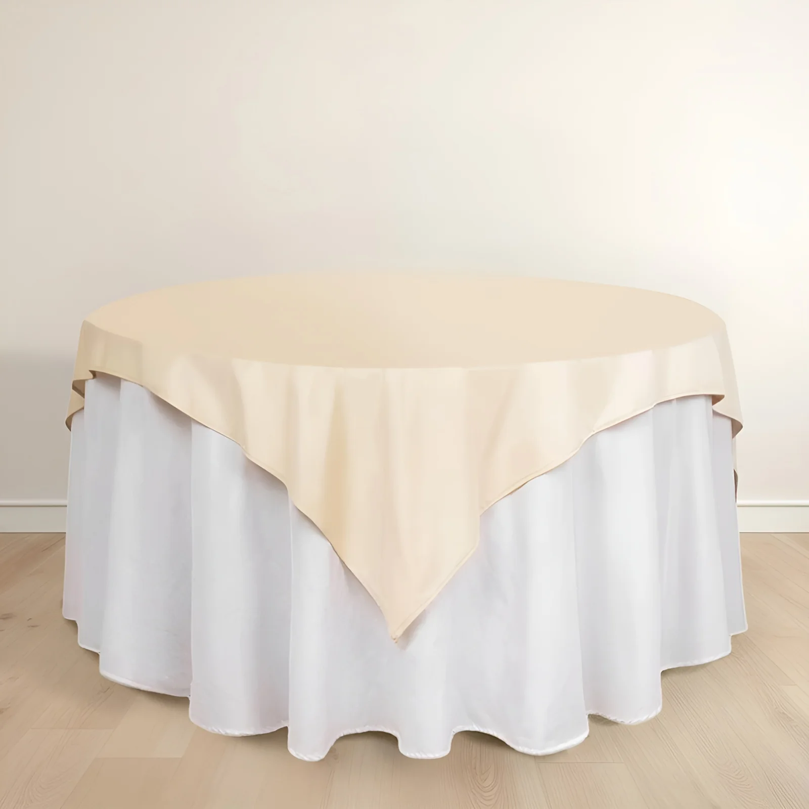 Scuba Square Table Overlay 70"x70" Beige - Wrinkle Free & Stain Resistant Table Topper