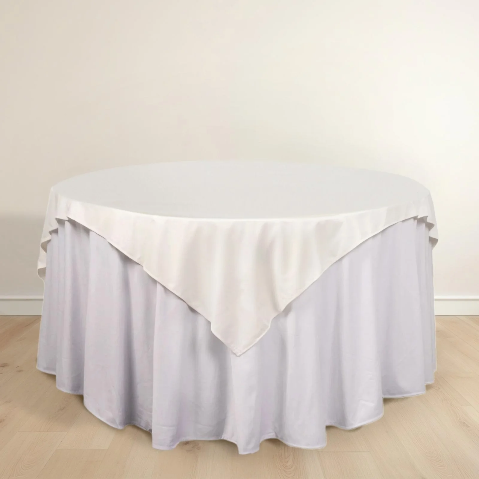 Scuba Square Table Overlay 70"x70" Ivory - Wrinkle Free & Stain Resistant Table Topper
