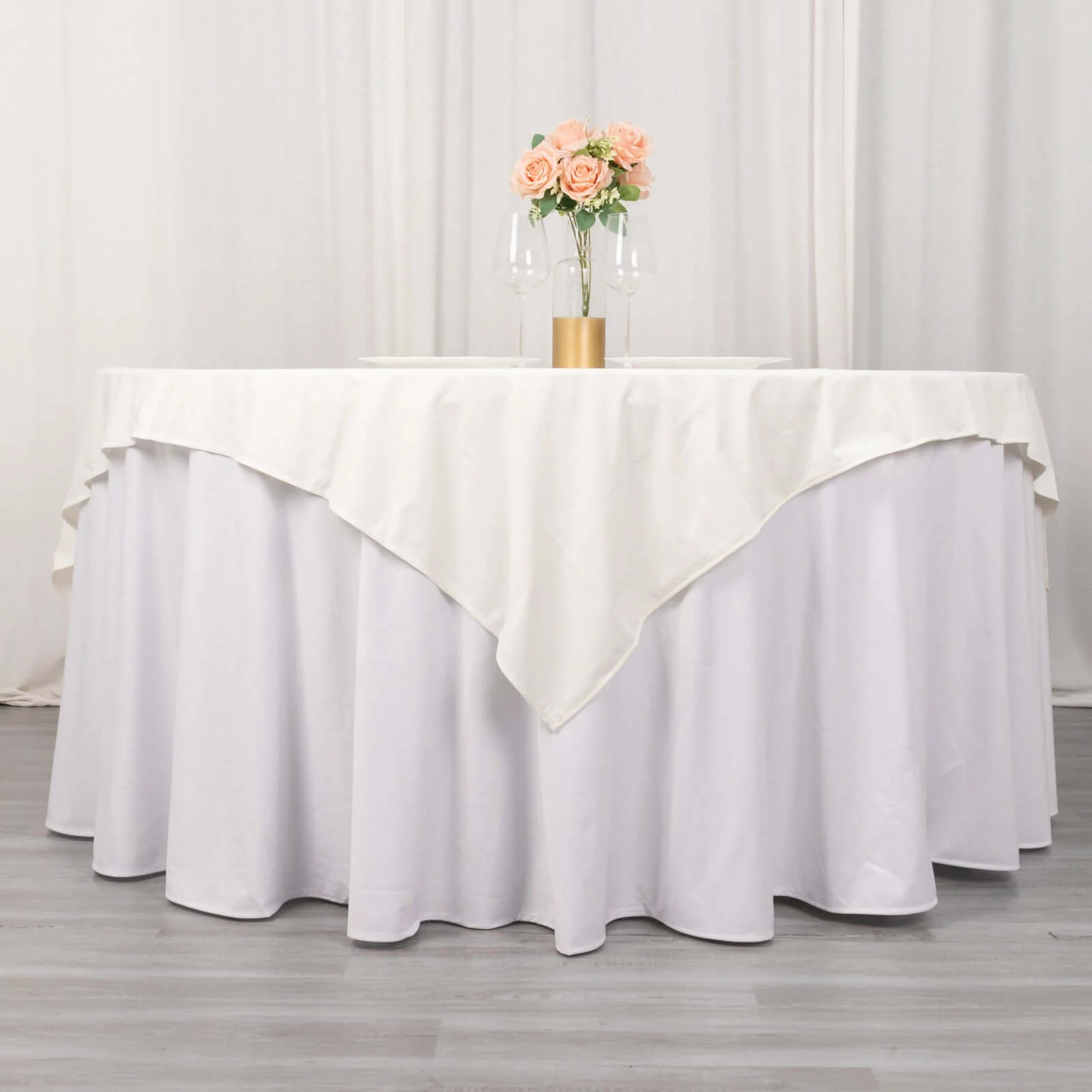Scuba Square Table Overlay 70"x70" Ivory - Wrinkle Free & Stain Resistant Table Topper - Image 2
