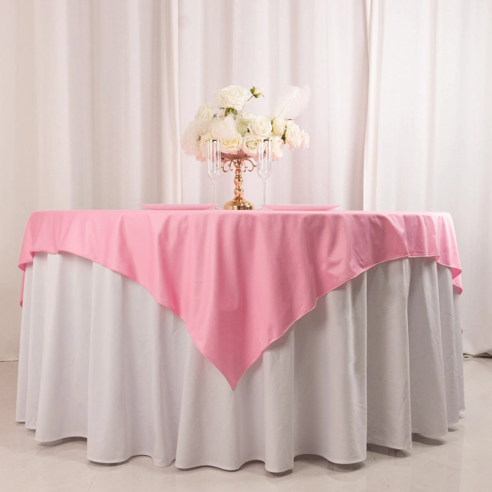 Scuba Square Table Overlay 70"x70" Pink - Wrinkle Free & Stain Resistant Table Topper - Image 2