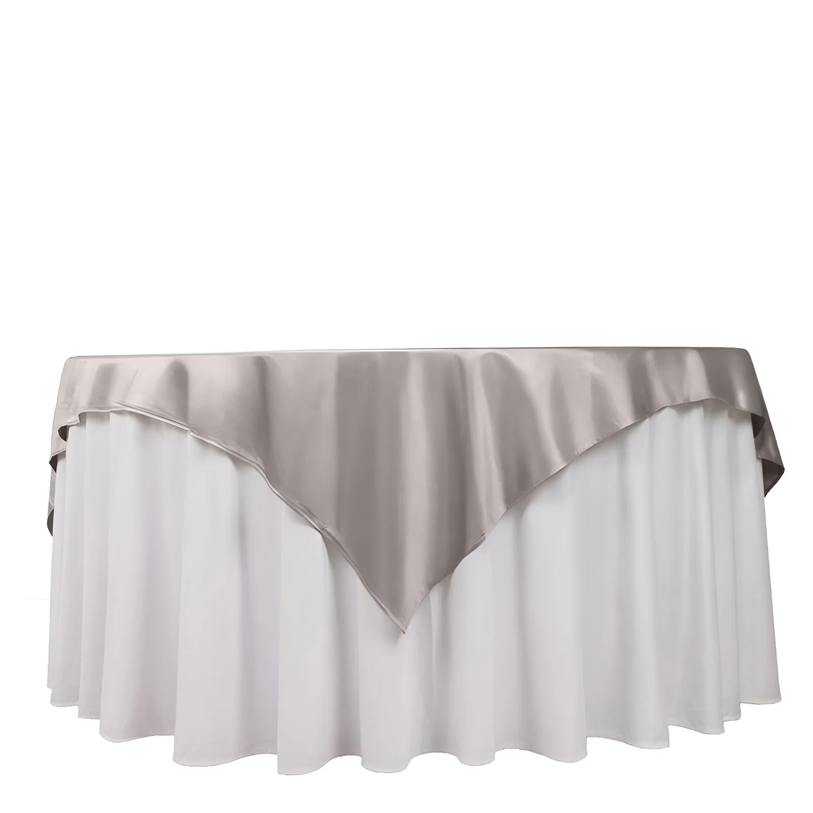 Scuba Square Table Overlay 70"x70" Shimmer Silver - Wrinkle Free & Smooth Table Topper - Image 3