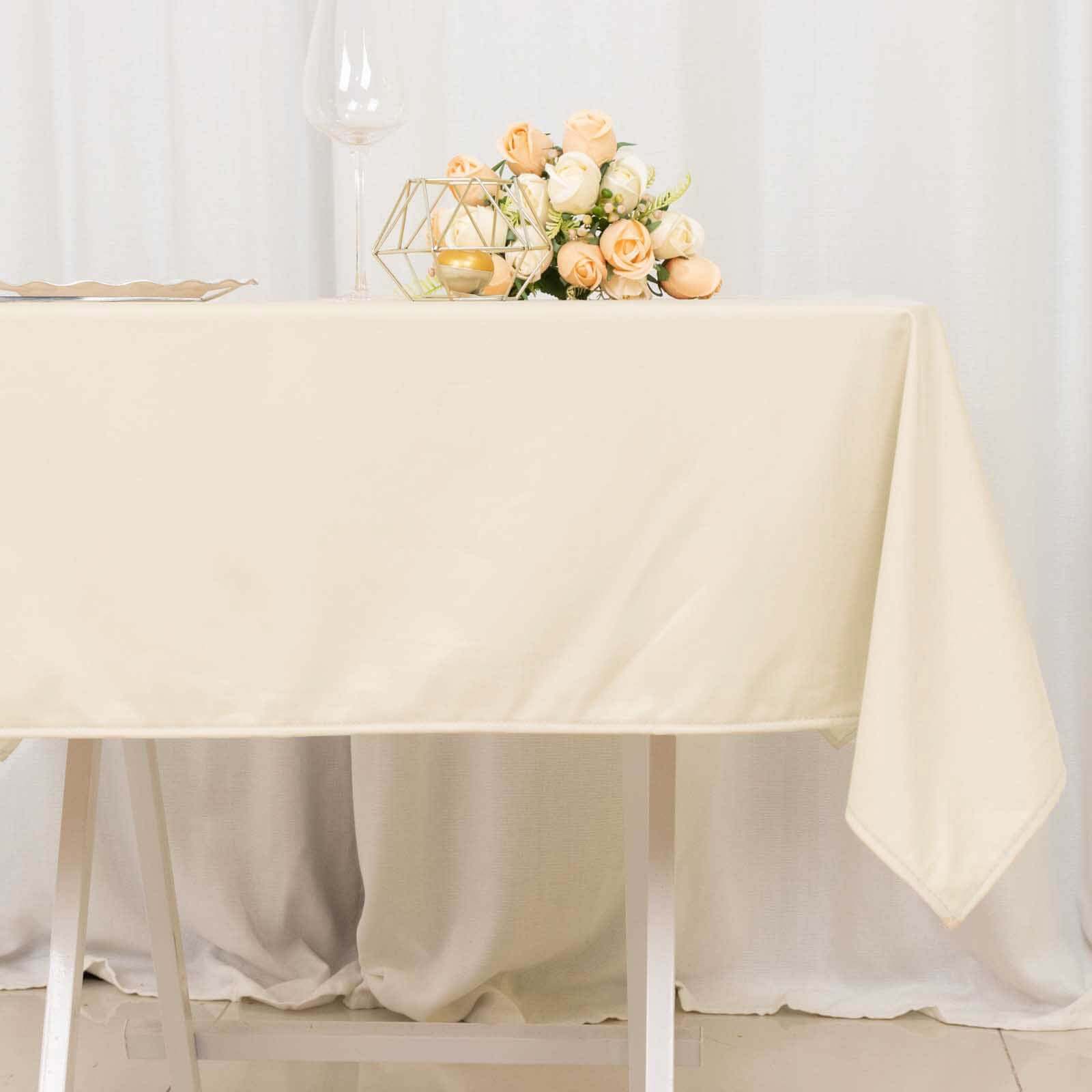 Scuba Square Tablecloth 54"x54" Beige - Wrinkle Free Table Cover - Image 5