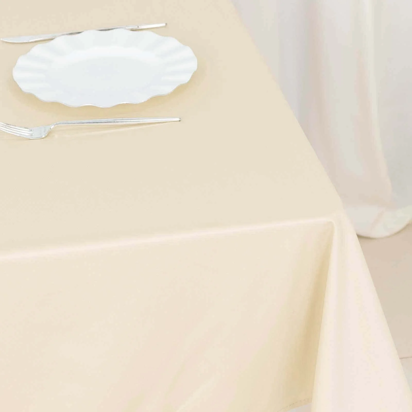 Scuba Square Tablecloth 54"x54" Beige - Wrinkle Free Table Cover - Image 8