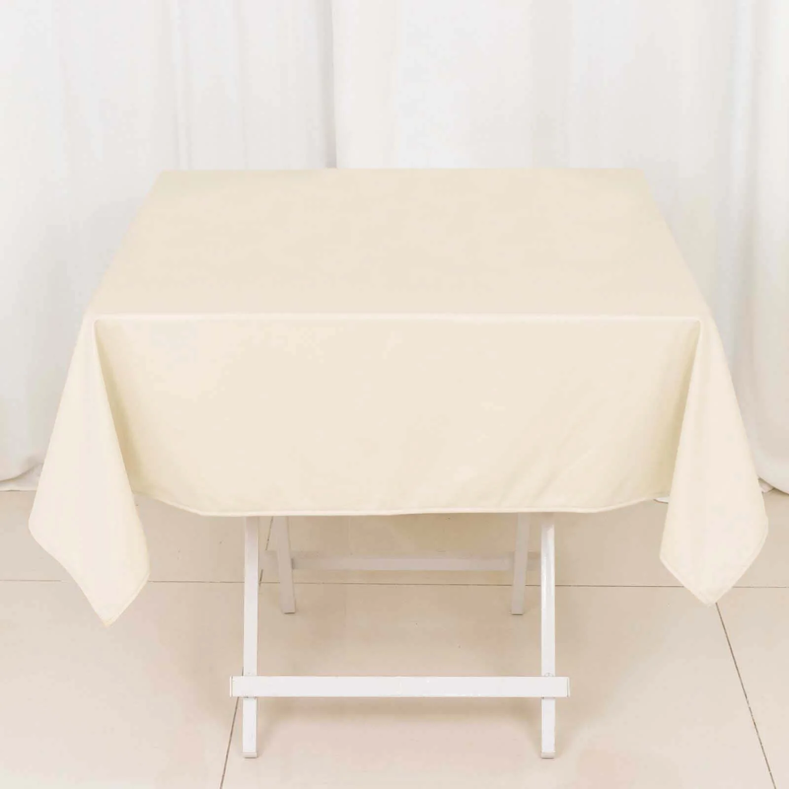 Scuba Square Tablecloth 54"x54" Beige - Wrinkle Free Table Cover - Image 9