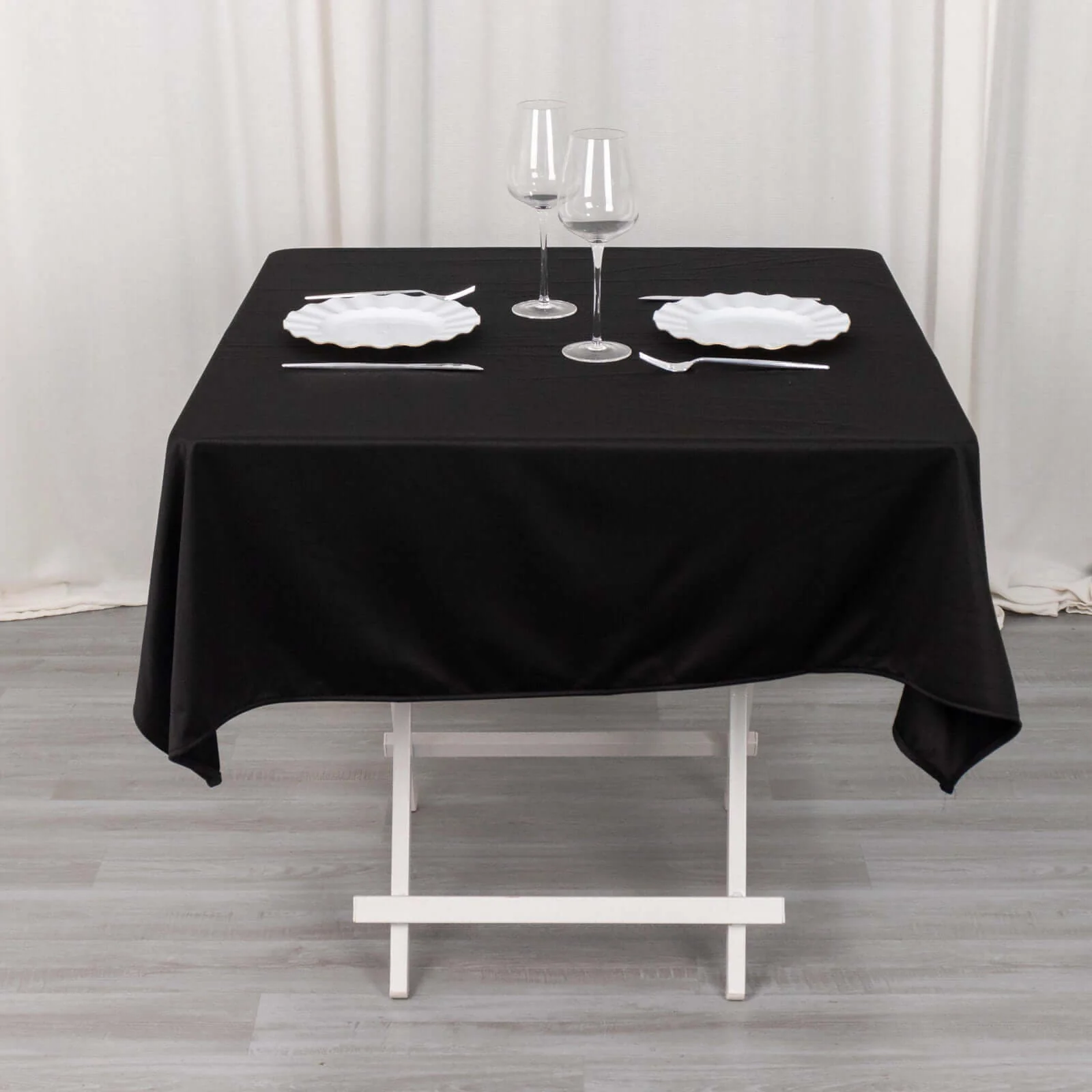 Scuba Square Tablecloth 54"x54" Black - Wrinkle Free Table Cover - Image 8