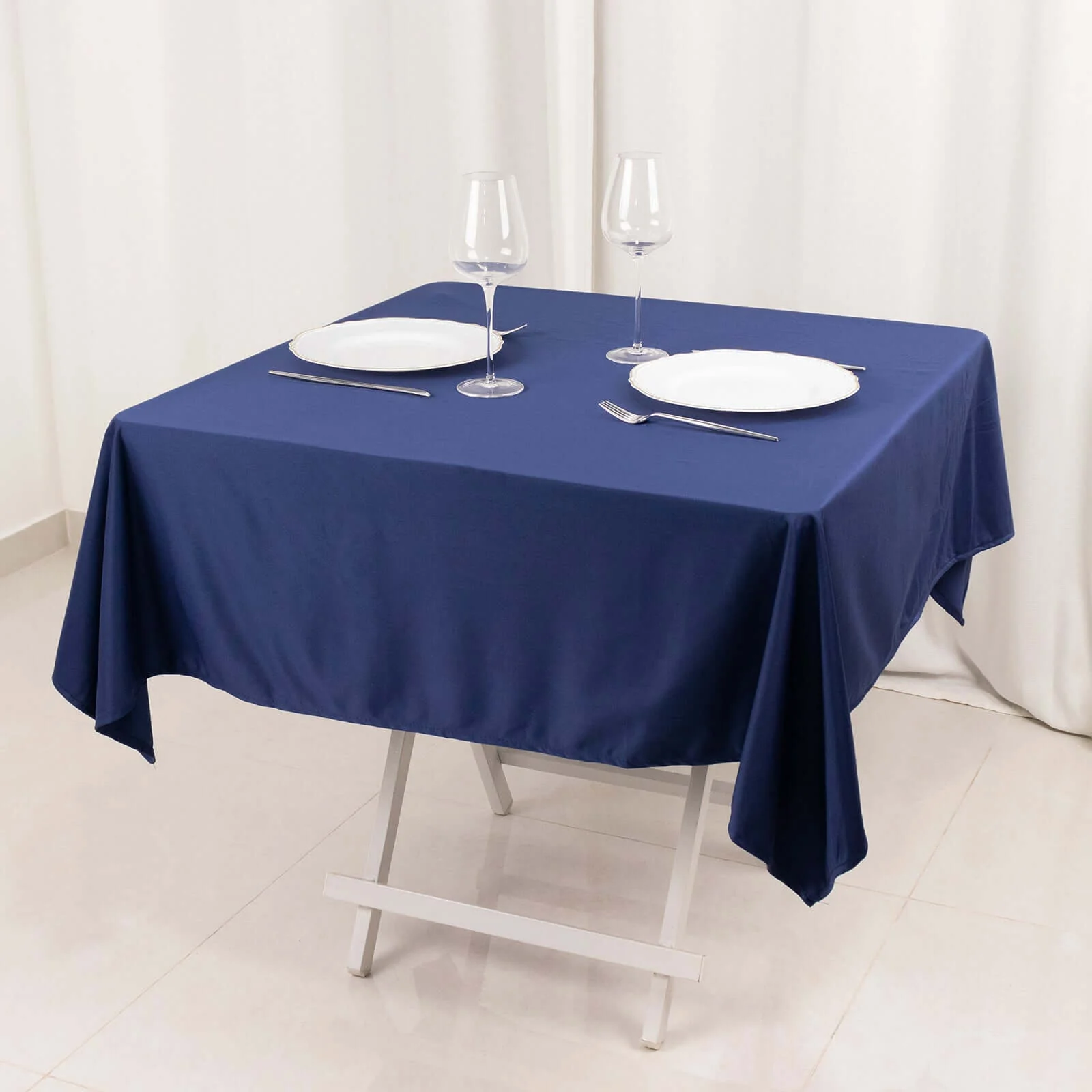 Scuba Square Tablecloth 54"x54" Navy Blue - Wrinkle Free Table Cover - Image 7