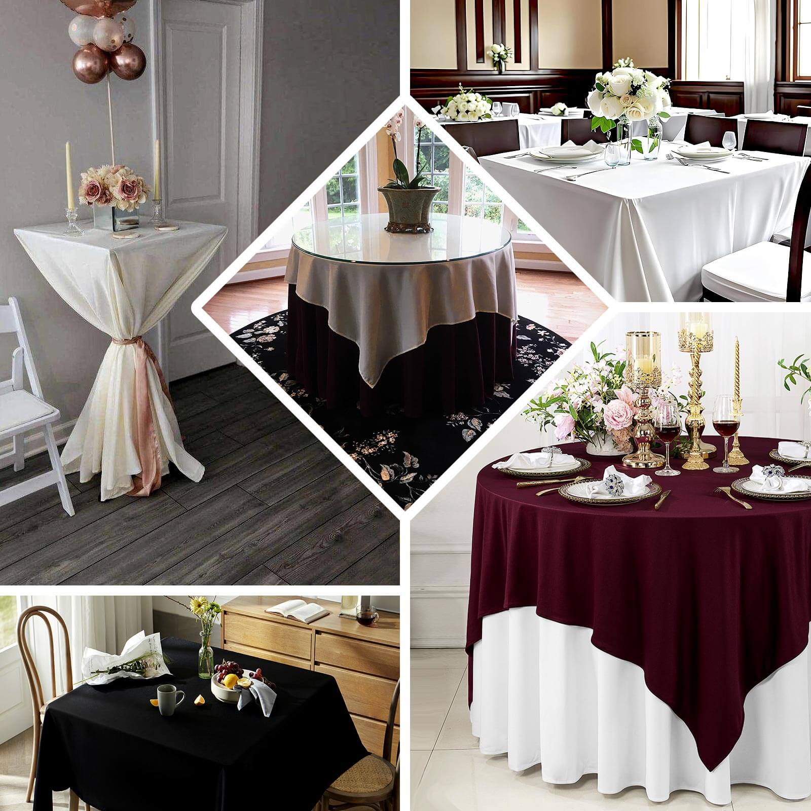 Scuba Square Tablecloth 70"x70" Beige - Wrinkle Free Table Cover - Image 5