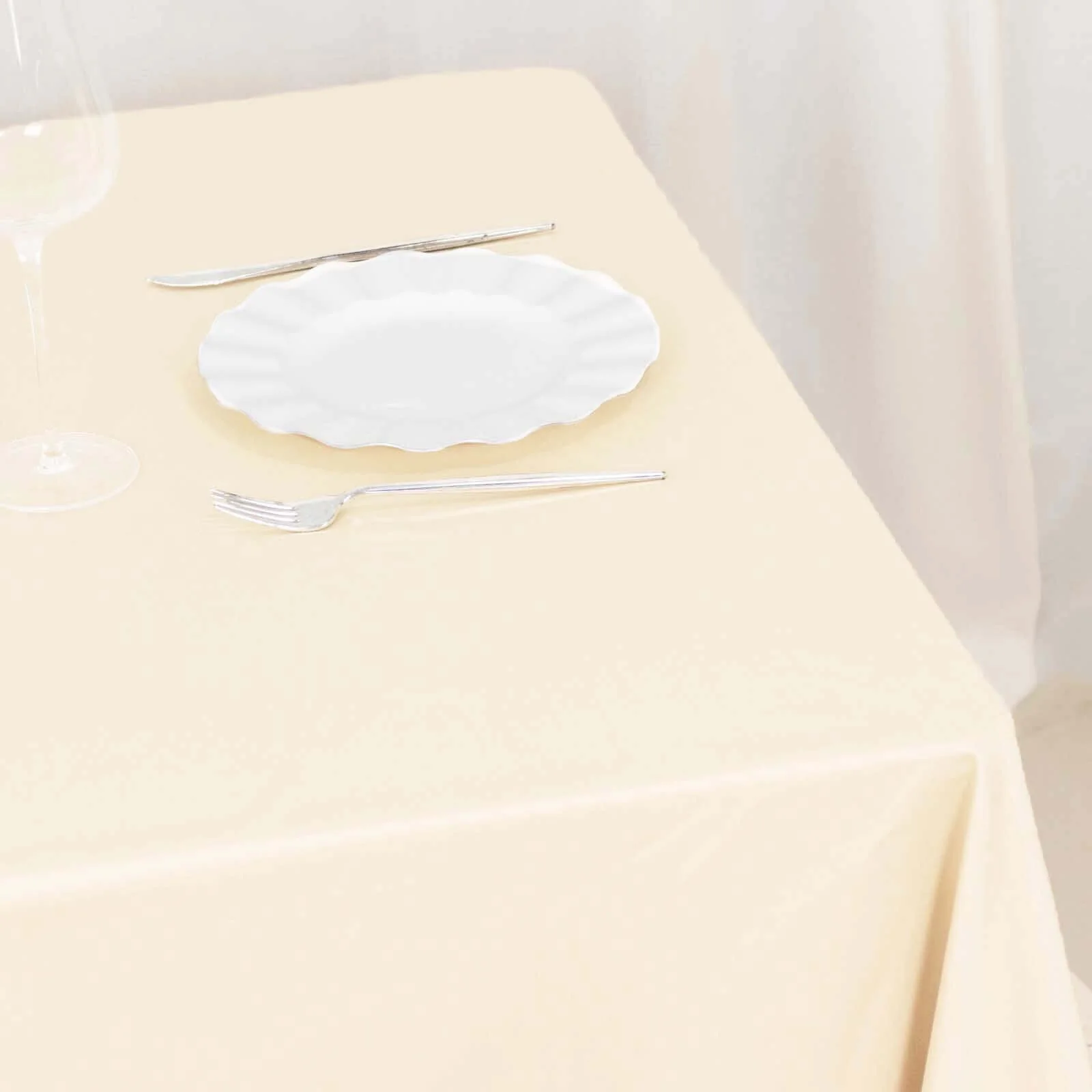 Scuba Square Tablecloth 70"x70" Beige - Wrinkle Free Table Cover - Image 6