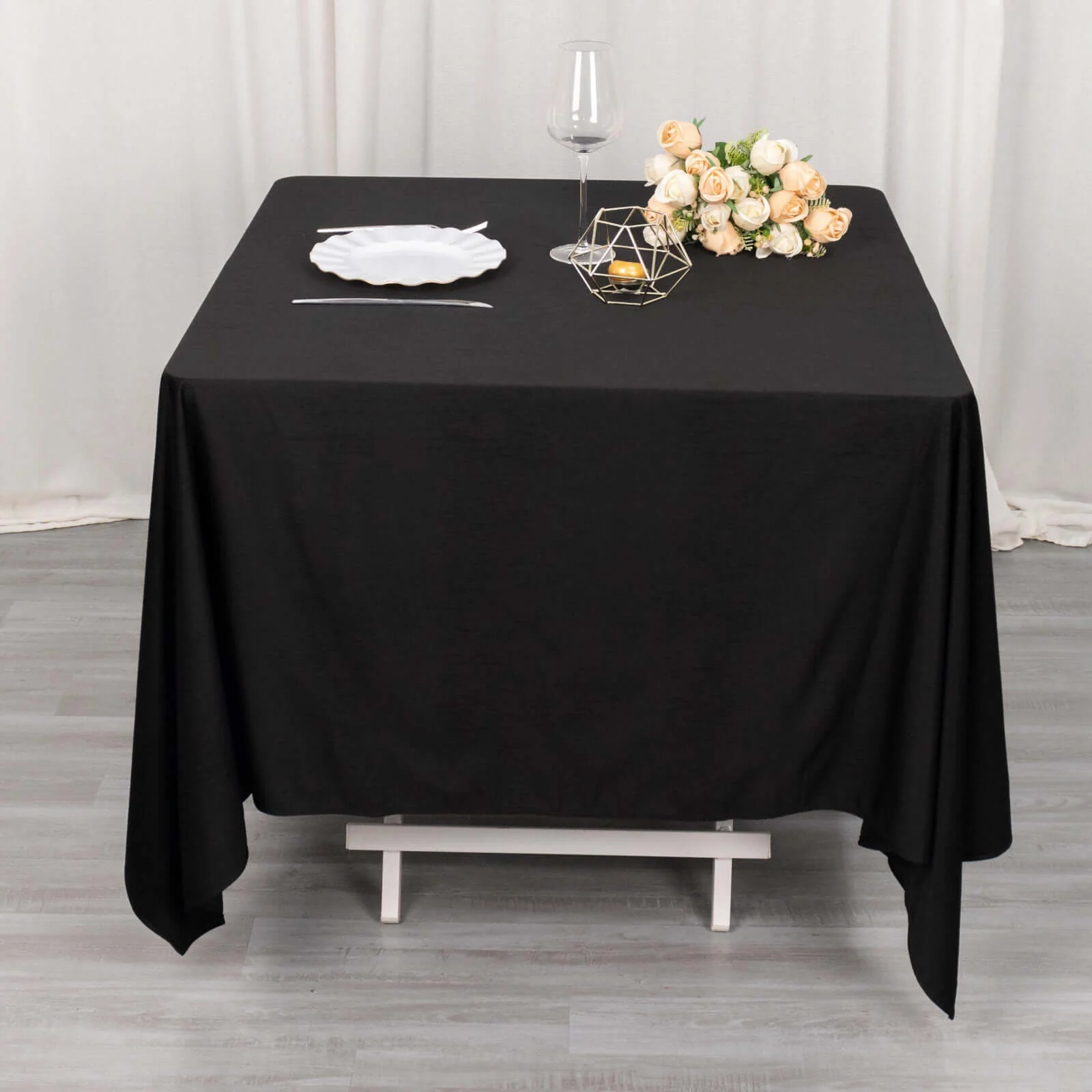 Scuba Square Tablecloth 70"x70" Black - Wrinkle Free & Stain Resistant Sophisticated Table Cover - Image 3