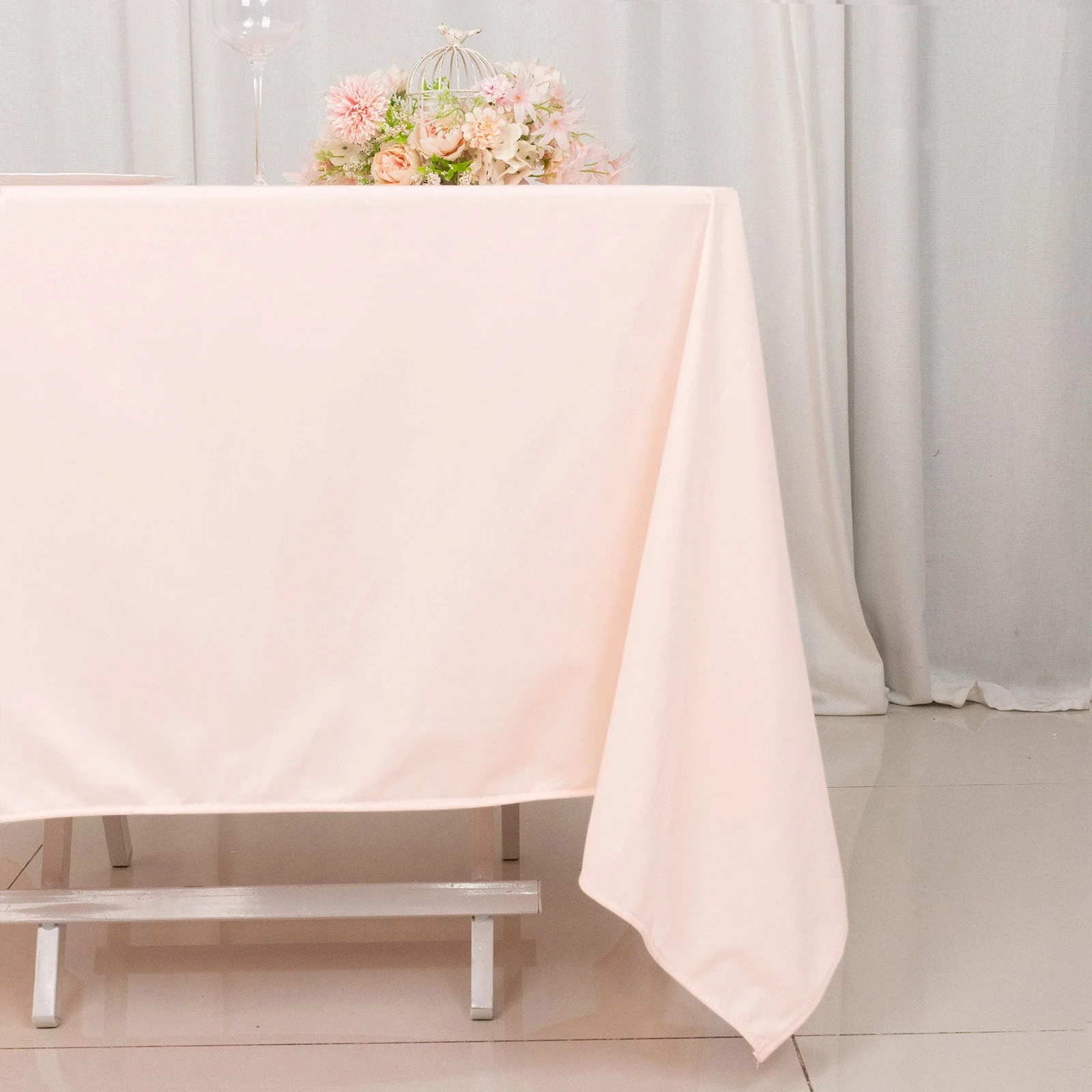 Scuba Square Tablecloth 70"x70" Blush - Wrinkle Free Table Cover - Image 10
