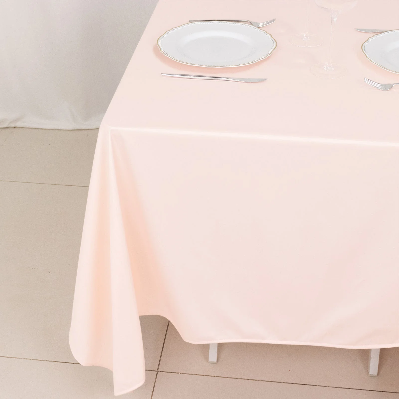 Scuba Square Tablecloth 70"x70" Blush - Wrinkle Free Table Cover - Image 2