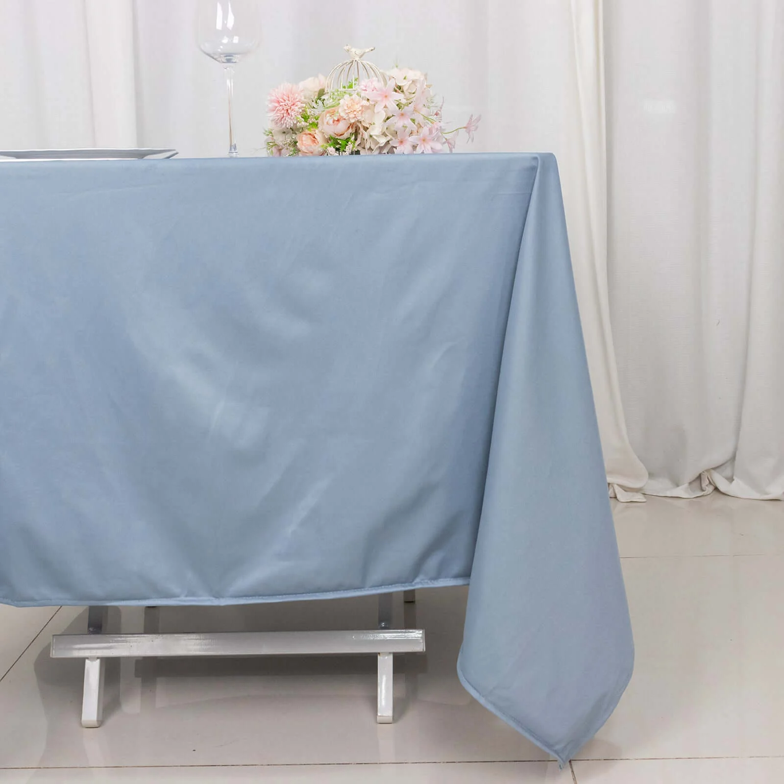 Scuba Square Tablecloth 70"x70" Dusty Blue - Wrinkle Free Table Cover - Image 15