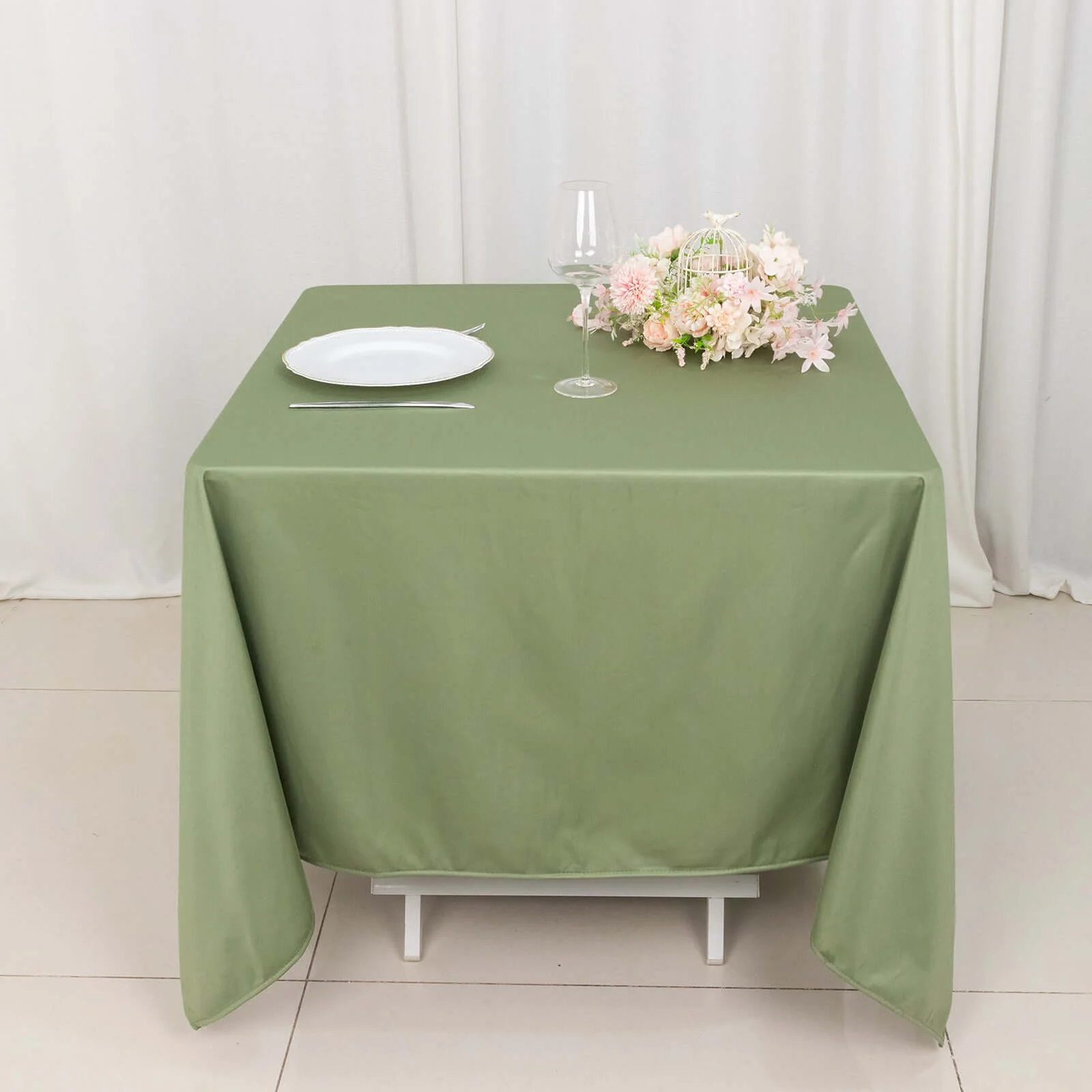 Scuba Square Tablecloth 70"x70" Dusty Sage Green - Wrinkle Free Table Cover - Image 8