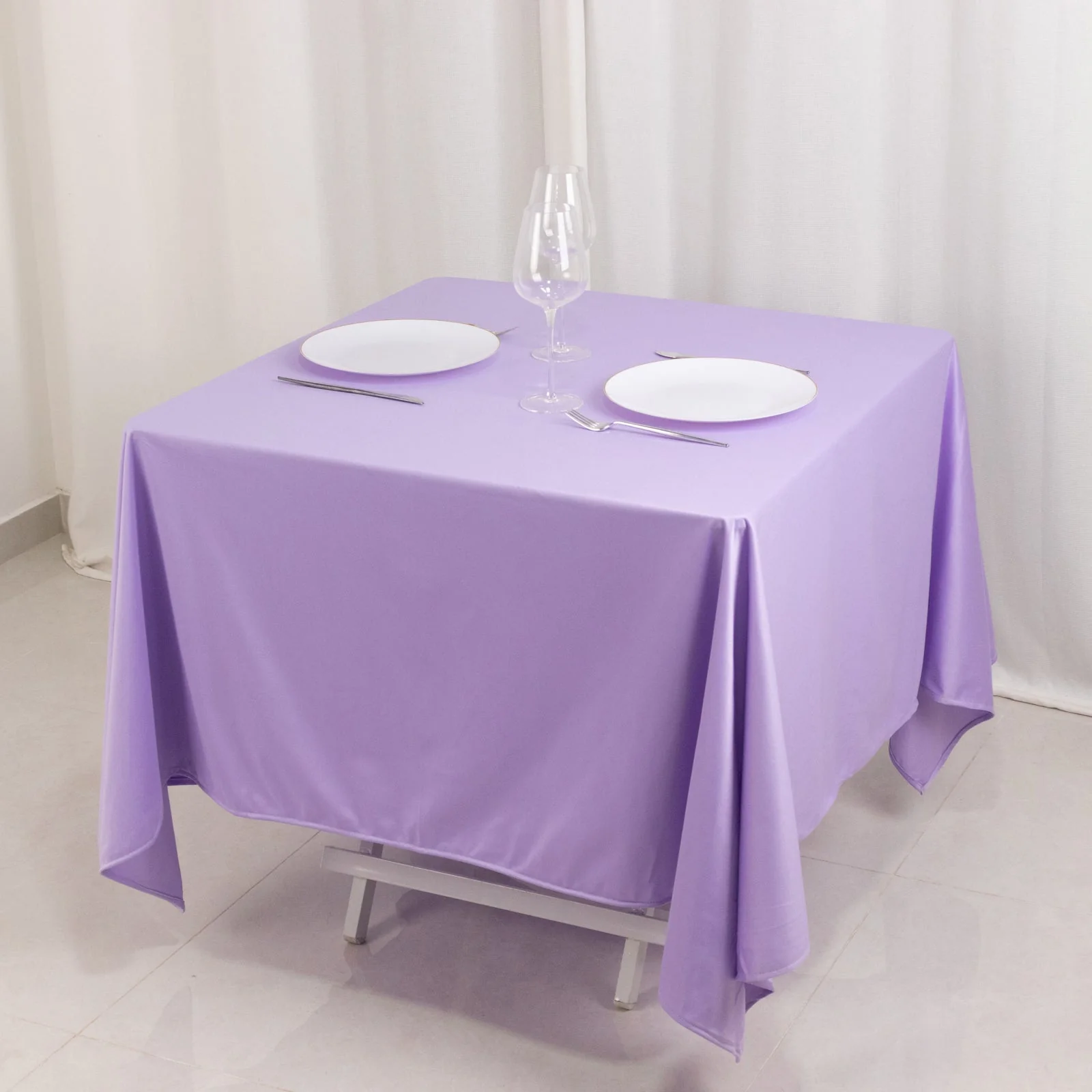 Scuba Square Tablecloth 70"x70" Lavender Lilac - Wrinkle Free Table Cover - Image 7