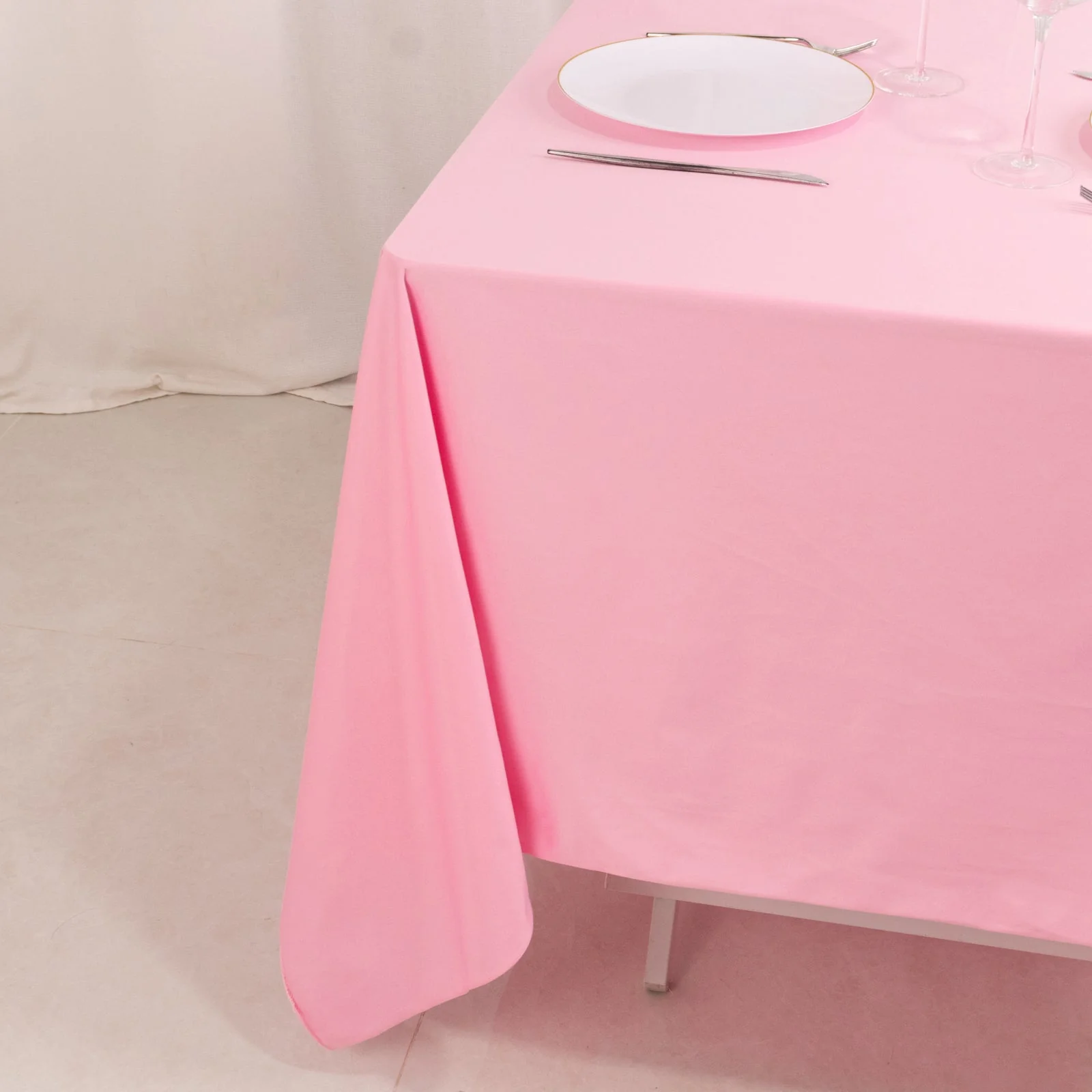 Scuba Square Tablecloth 70"x70" Pink - Wrinkle Free Table Cover - Image 7