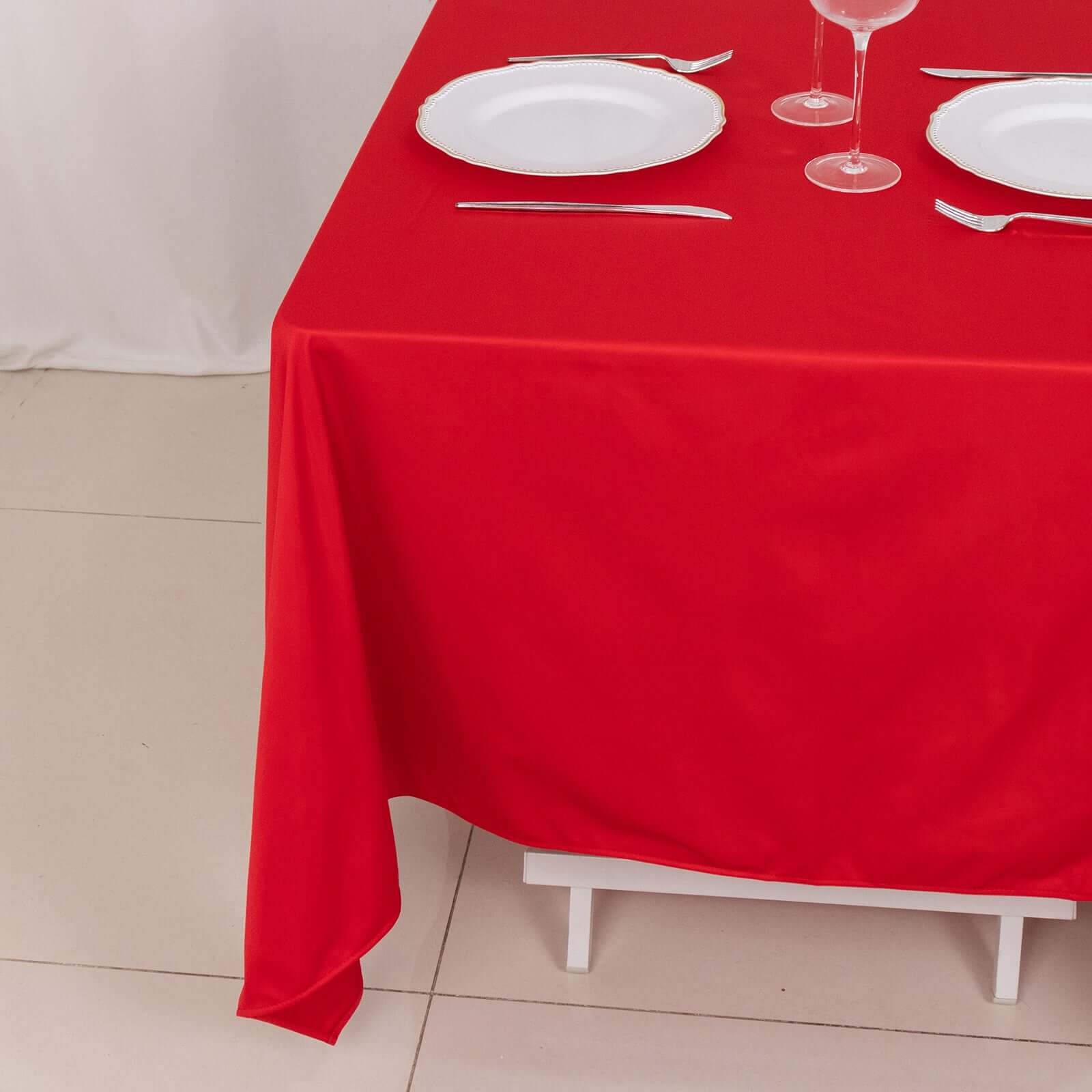 Scuba Square Tablecloth 70"x70" Red - Wrinkle Free Table Cover - Image 2