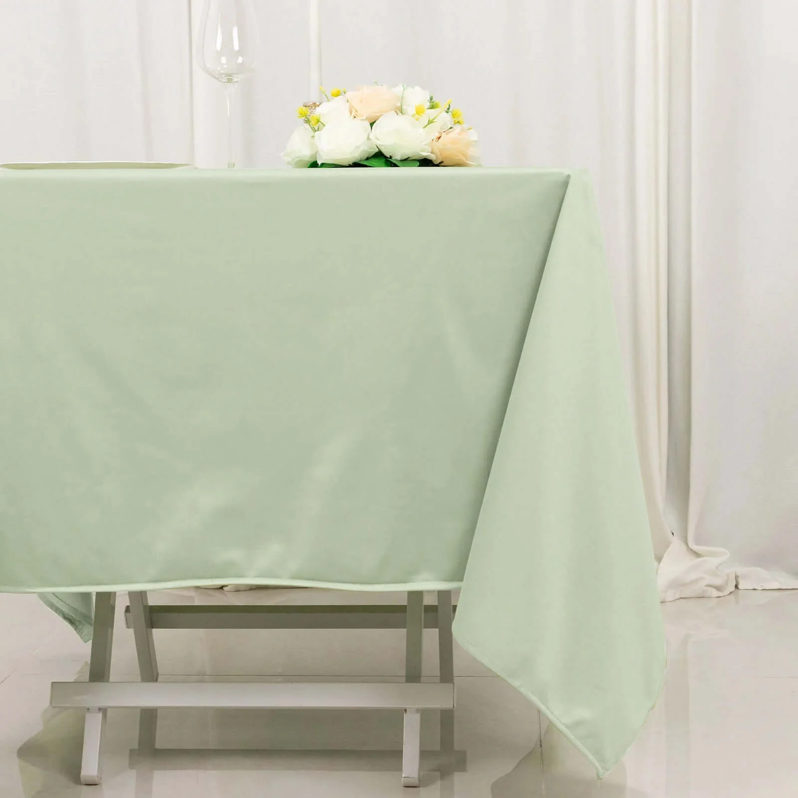 Scuba Square Tablecloth 70"x70" Sage Green - Wrinkle Free Table Cover - Image 2