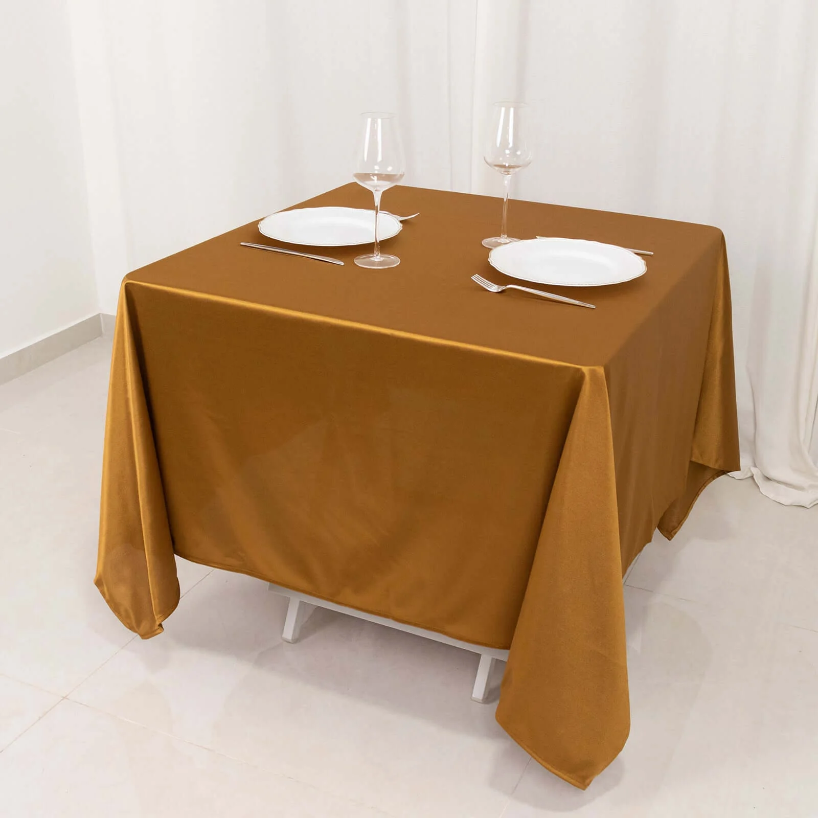 Scuba Square Tablecloth 70"x70" Shimmer Gold - Wrinkle Free & Stain Resistant Table Cover - Image 6