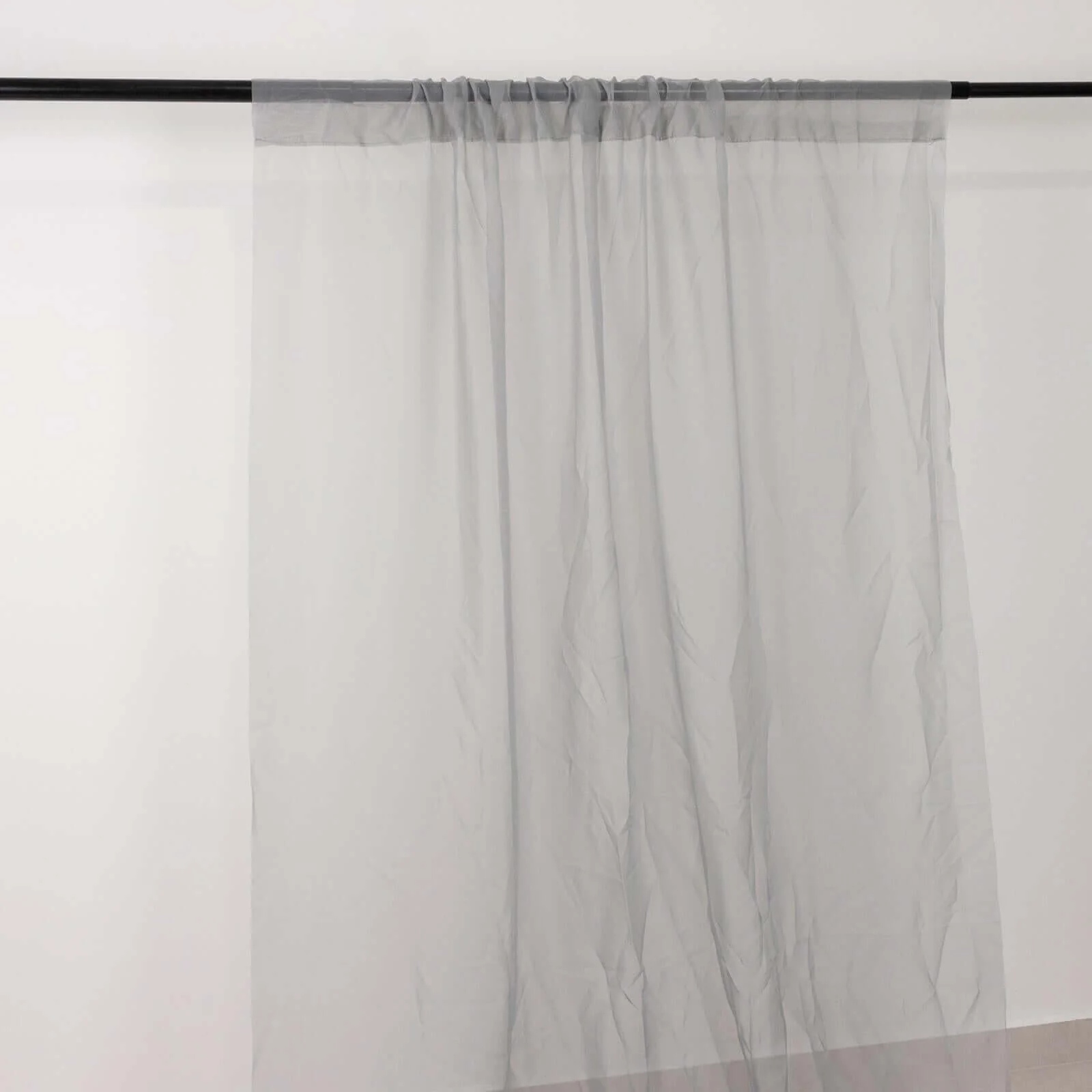 Silver Chiffon Ceiling Drapery, Durable Flame Resistant Long Curtain Backdrop Panel With Rod Pocket 5ftx32ft - Image 2