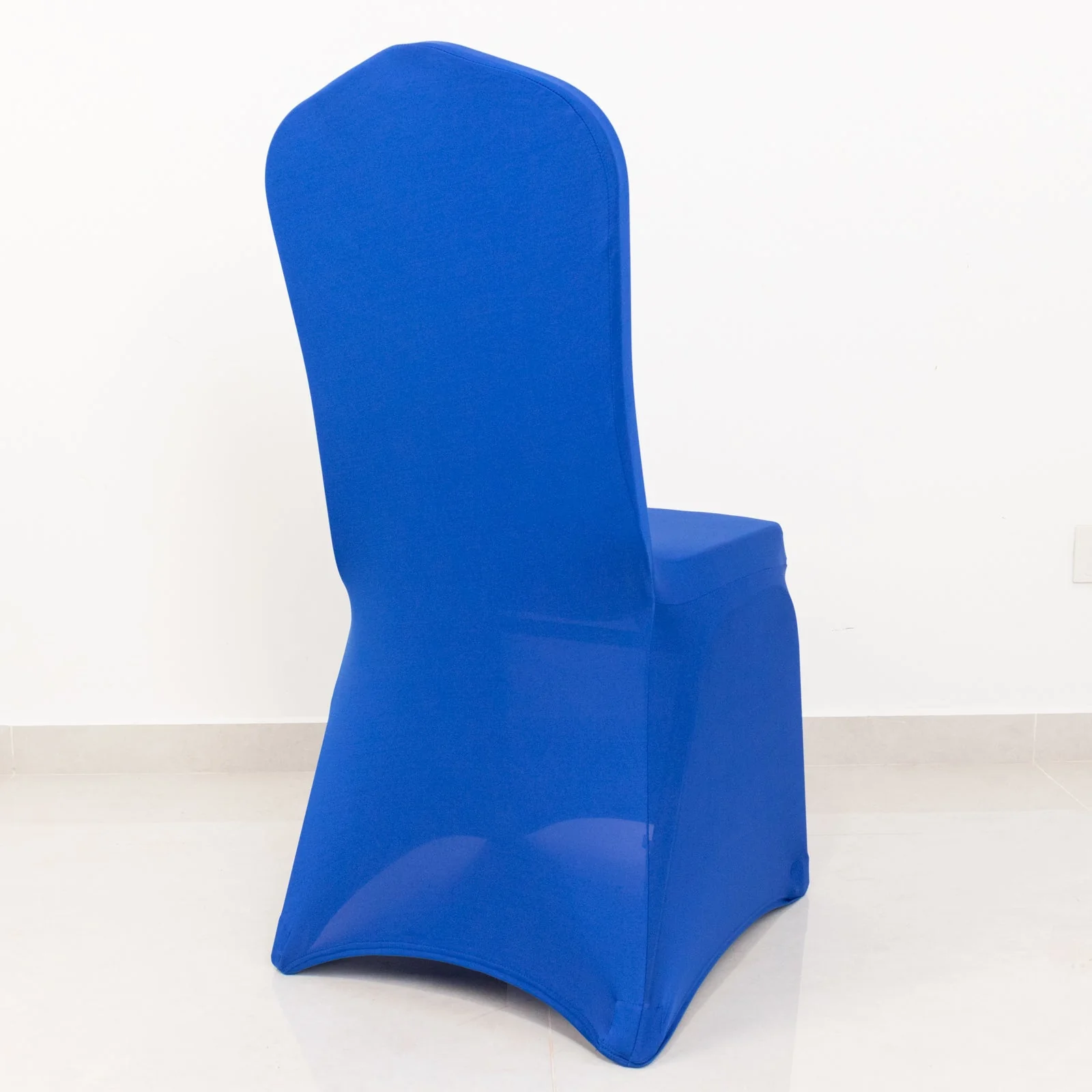 Premium Spandex Stretch Fitted Banquet Chair Cover 220GSM Royal Blue with Foot Pockets - Durable Slipcover - Image 2