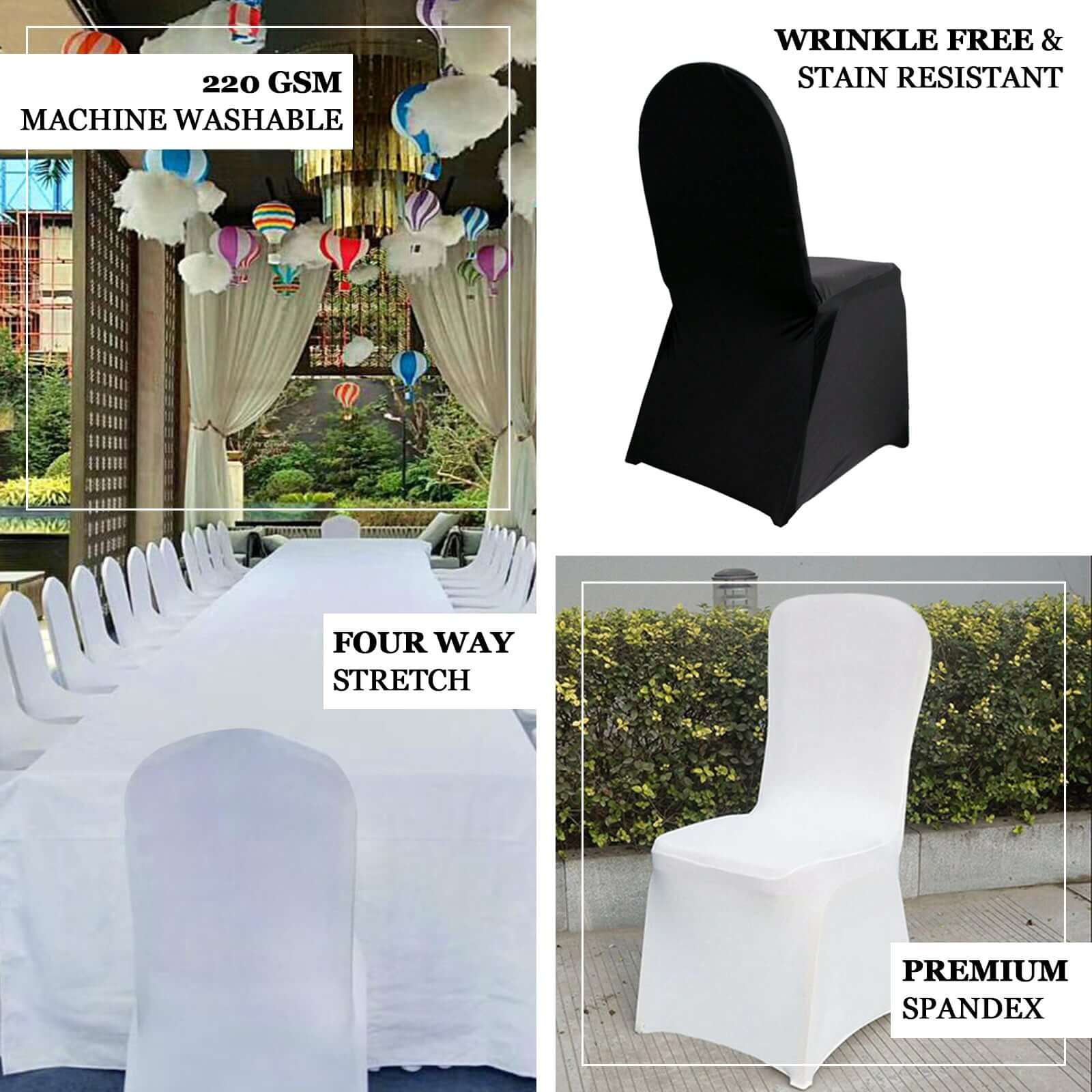 Premium Spandex Stretch Fitted Banquet Chair Cover 220GSM Royal Blue with Foot Pockets - Durable Slipcover - Image 4