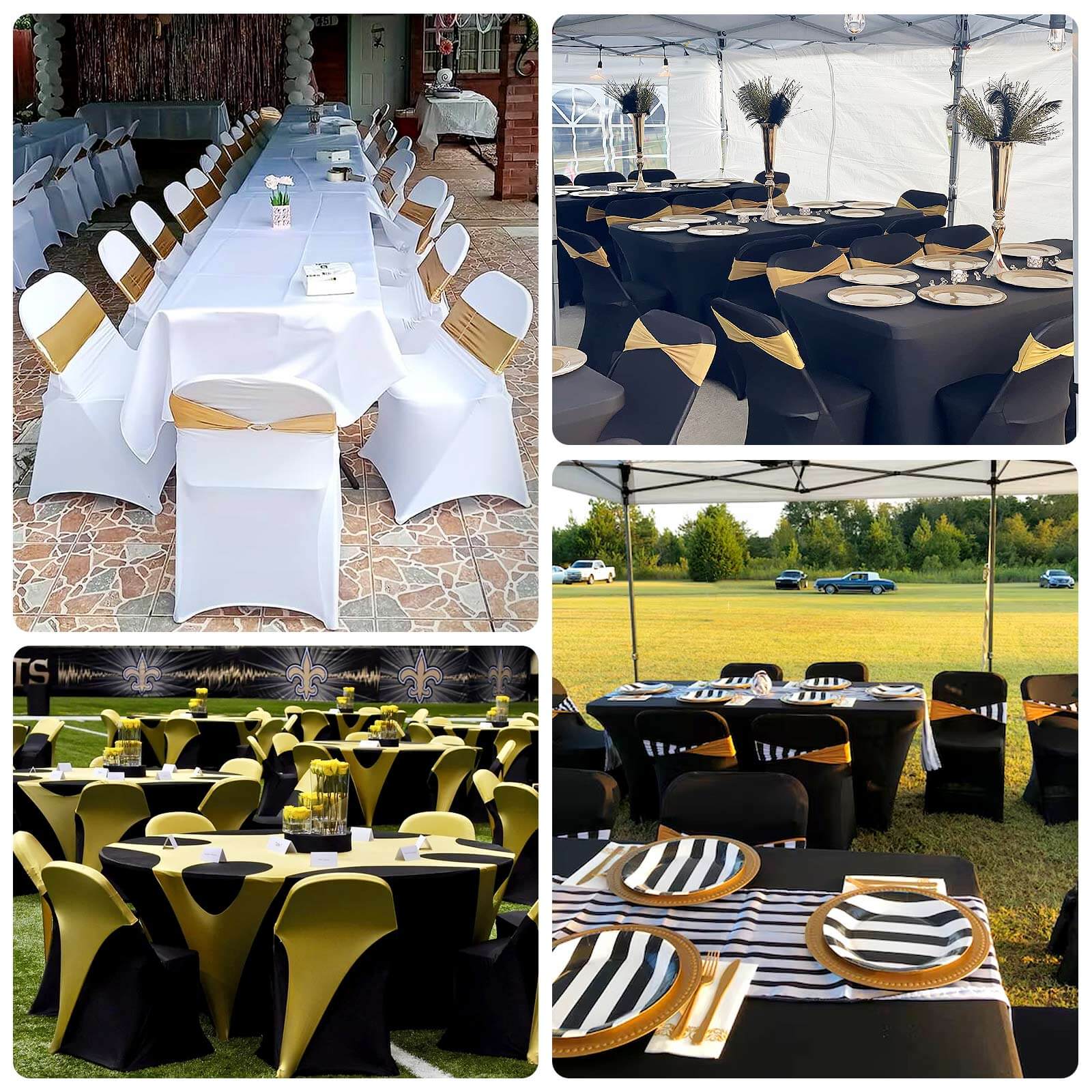 Premium Spandex Stretch Fitted Folding Chair Cover 220GSM Black with Foot Pockets - Durable Slipcover for Events - Image 5