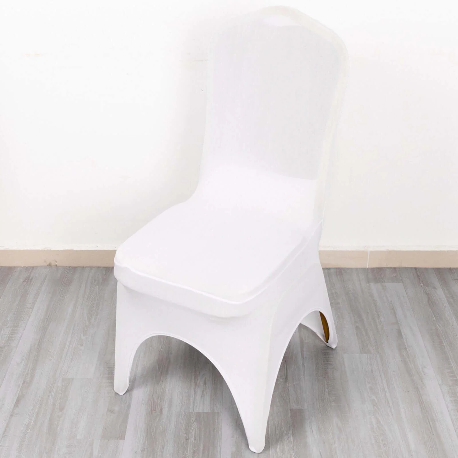 Premium Stretch Spandex Banquet Chair Cover White 160GSM with Foot Pockets - Fitted 3-Way Open Arch Slipcover - Image 3