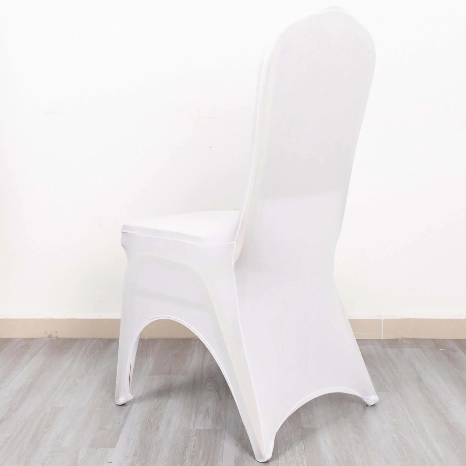 Premium Stretch Spandex Banquet Chair Cover White 160GSM with Foot Pockets - Fitted 3-Way Open Arch Slipcover - Image 6