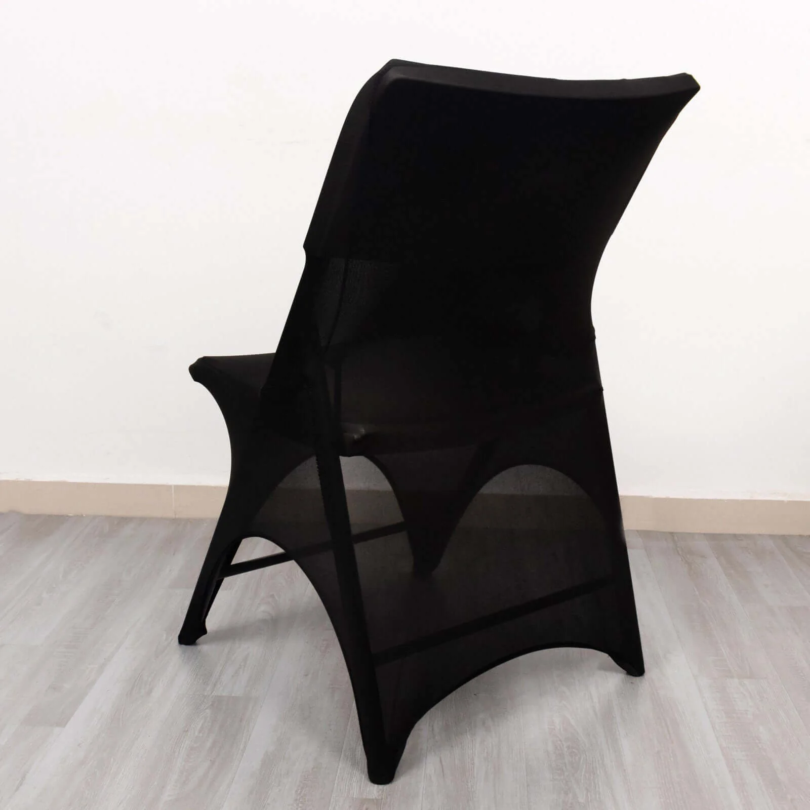Premium Stretch Spandex Folding Chair Cover Black - 160GSM 3-Way Open Arch Fitted Slipcover with Foot Pockets - Image 3