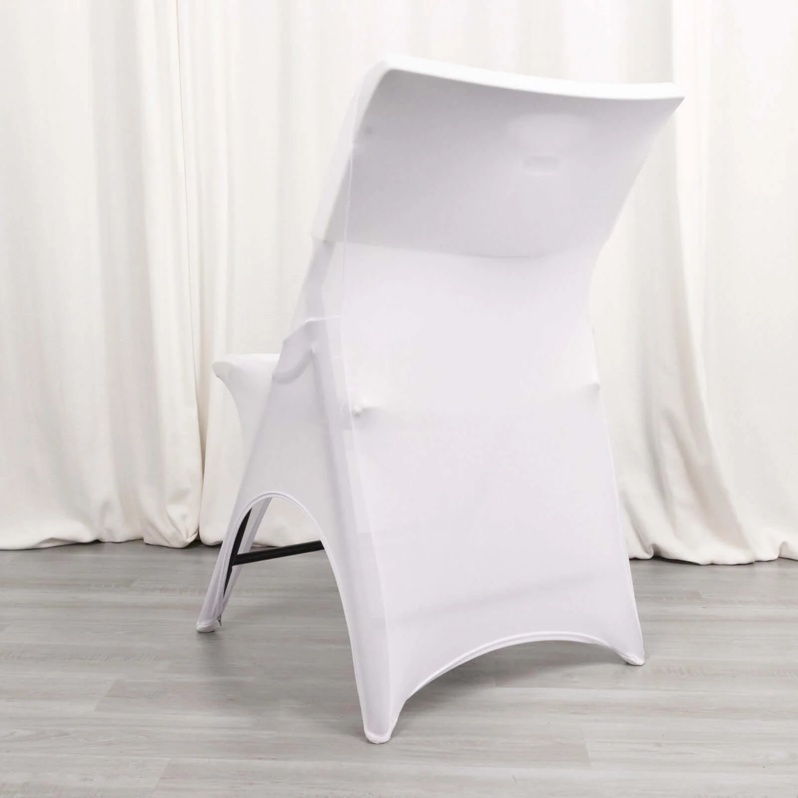 Premium Stretch Spandex Folding Chair Cover White - 160GSM Modern 3-Way Open Arch Design Fitted Slipcover with Foot Pockets - Image 2