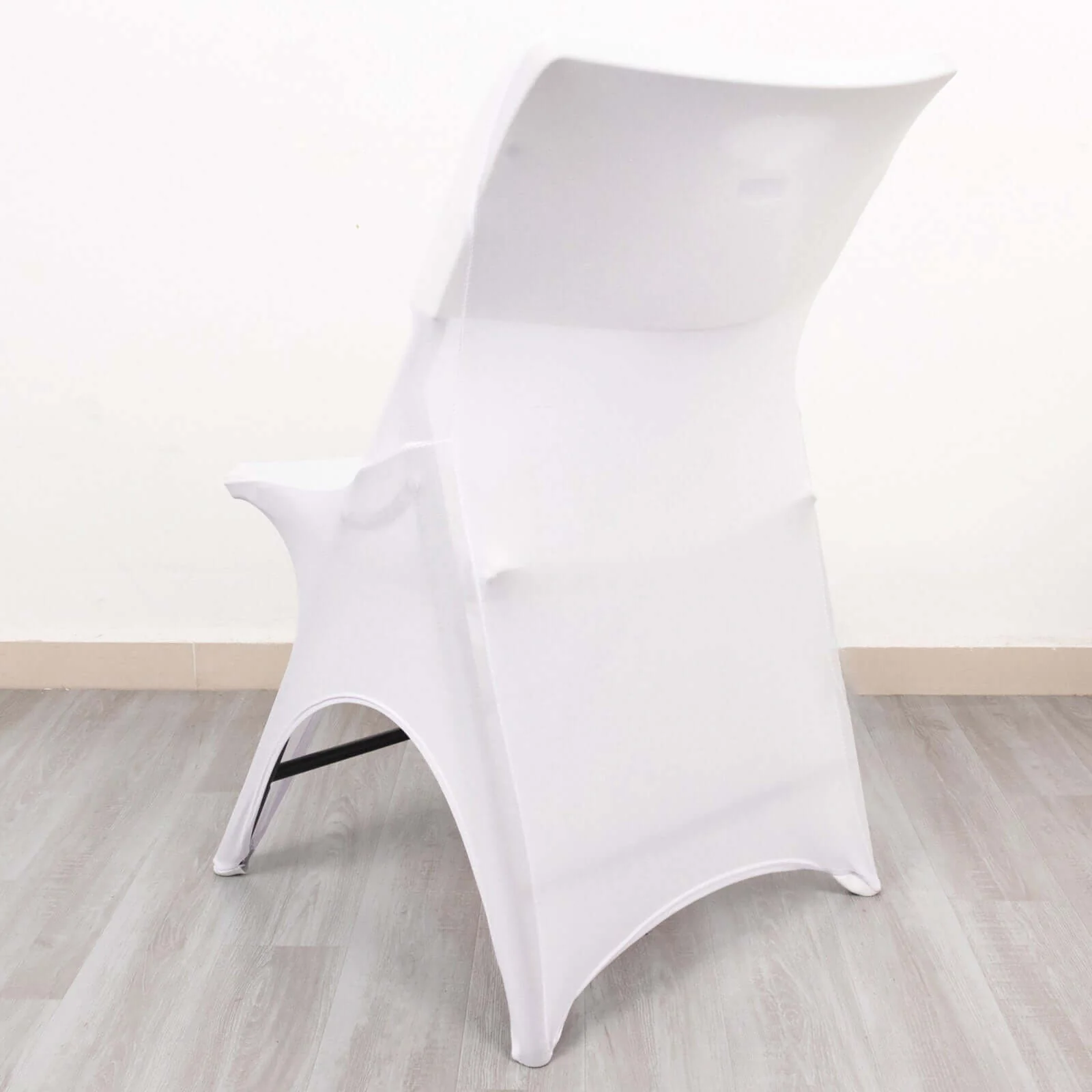 Premium Stretch Spandex Folding Chair Cover White - 160GSM Modern 3-Way Open Arch Design Fitted Slipcover with Foot Pockets - Image 6