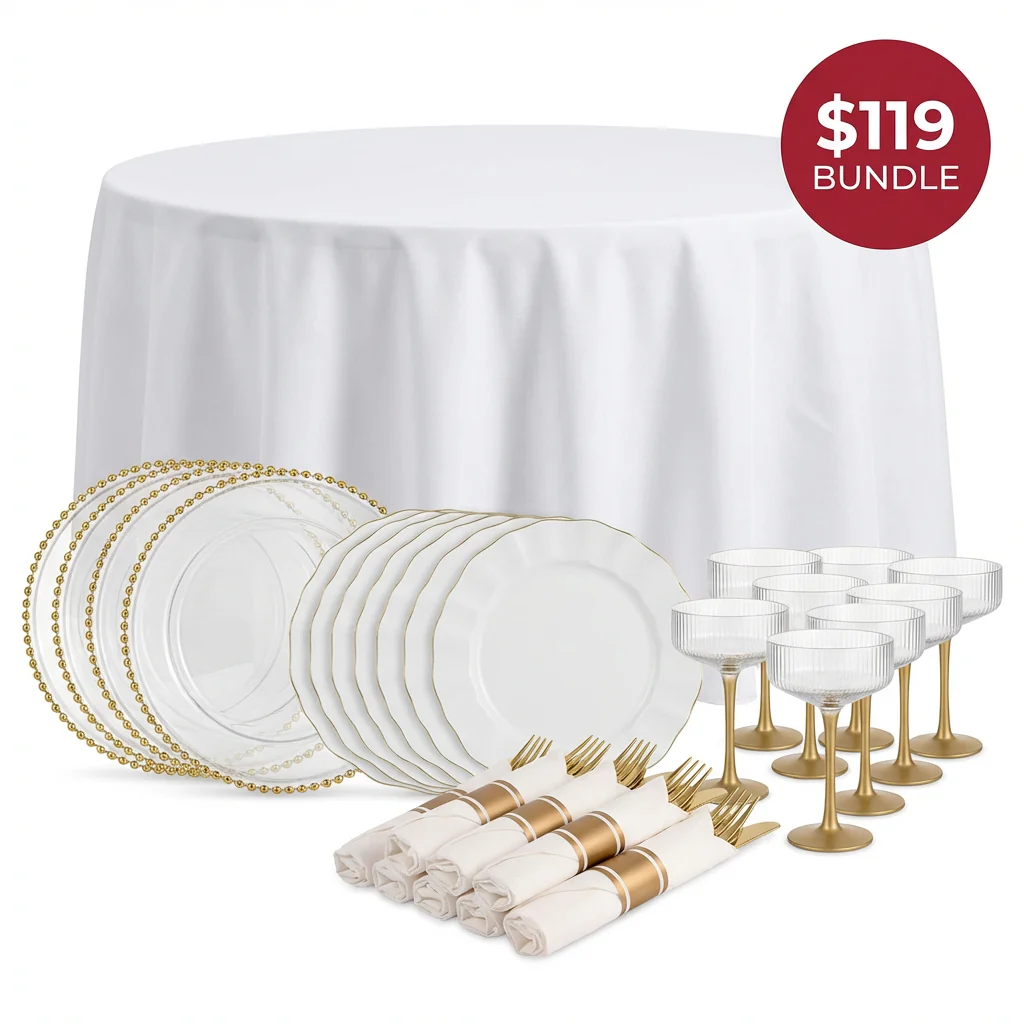 Premium Tablescape Bundle for 24 Guests — White & Gold. New Limited-Time Offer! - Image 9
