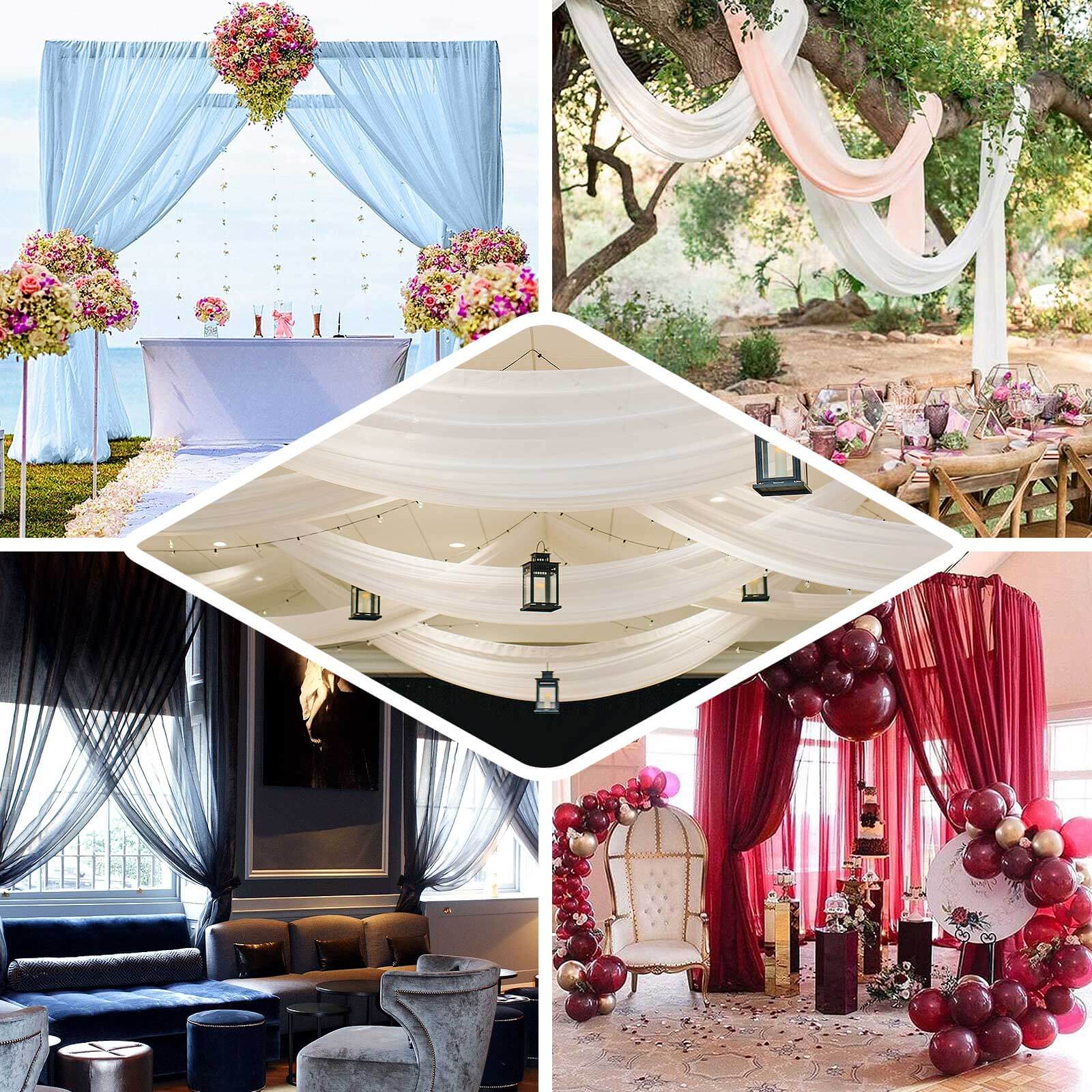 Terracotta (Rust) Chiffon Ceiling Drapery, Durable Flame Resistant Long Curtain Backdrop Panel With Rod Pocket 5ftx32ft - Image 4