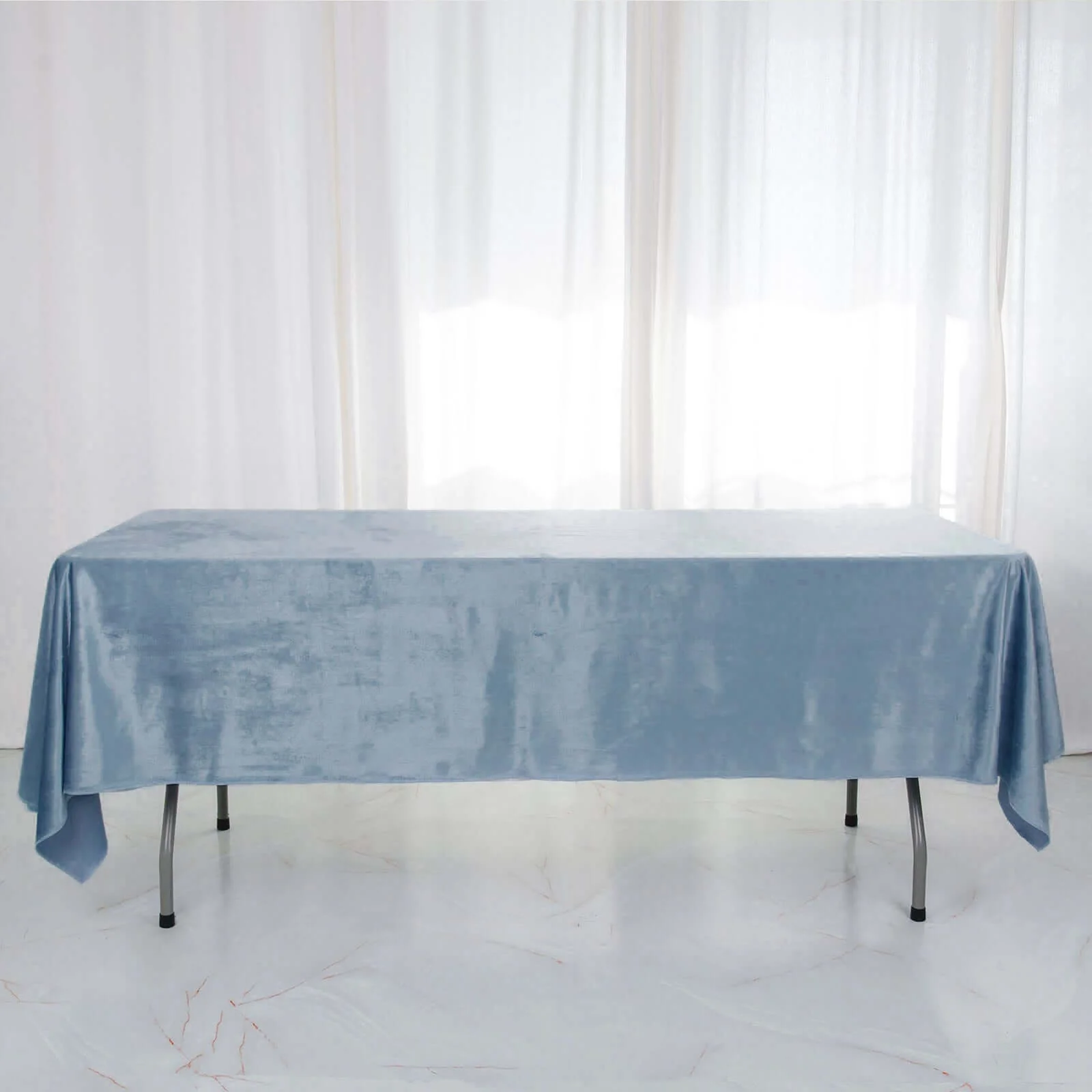 Premium Velvet Rectangle Tablecloth 60"x102" Dusty Blue - Soft Textured Feel Reusable Table Cover