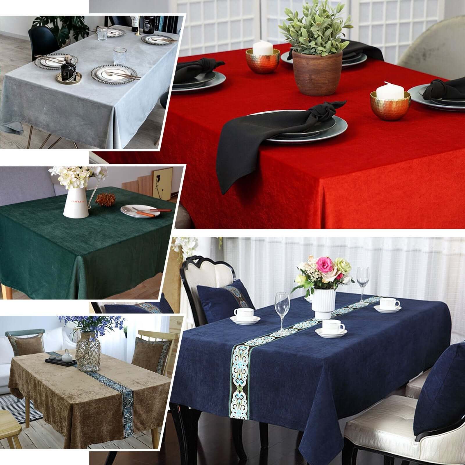 Premium Velvet Rectangle Tablecloth 60"x102" Dusty Blue - Soft Textured Feel Reusable Table Cover - Image 4