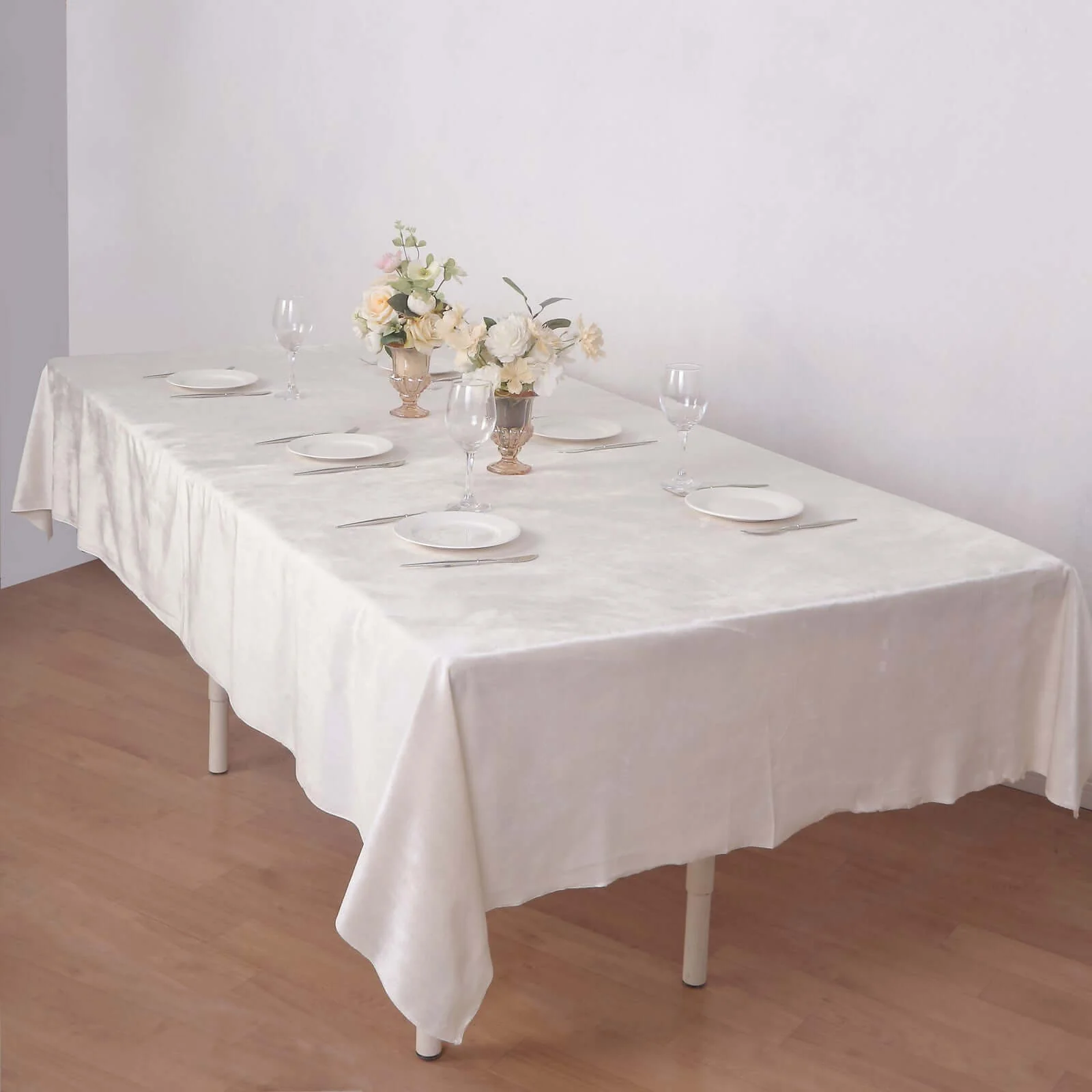 Premium Velvet Rectangle Tablecloth 60"x102" Ivory - Soft Textured Feel Reusable Table Cover - Image 5
