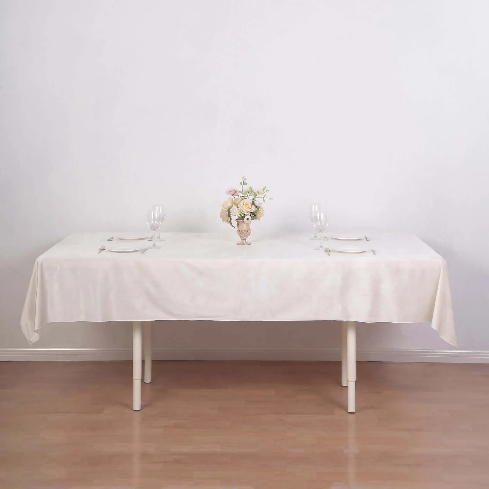 Premium Velvet Rectangle Tablecloth 60"x102" Ivory - Soft Textured Feel Reusable Table Cover - Image 7