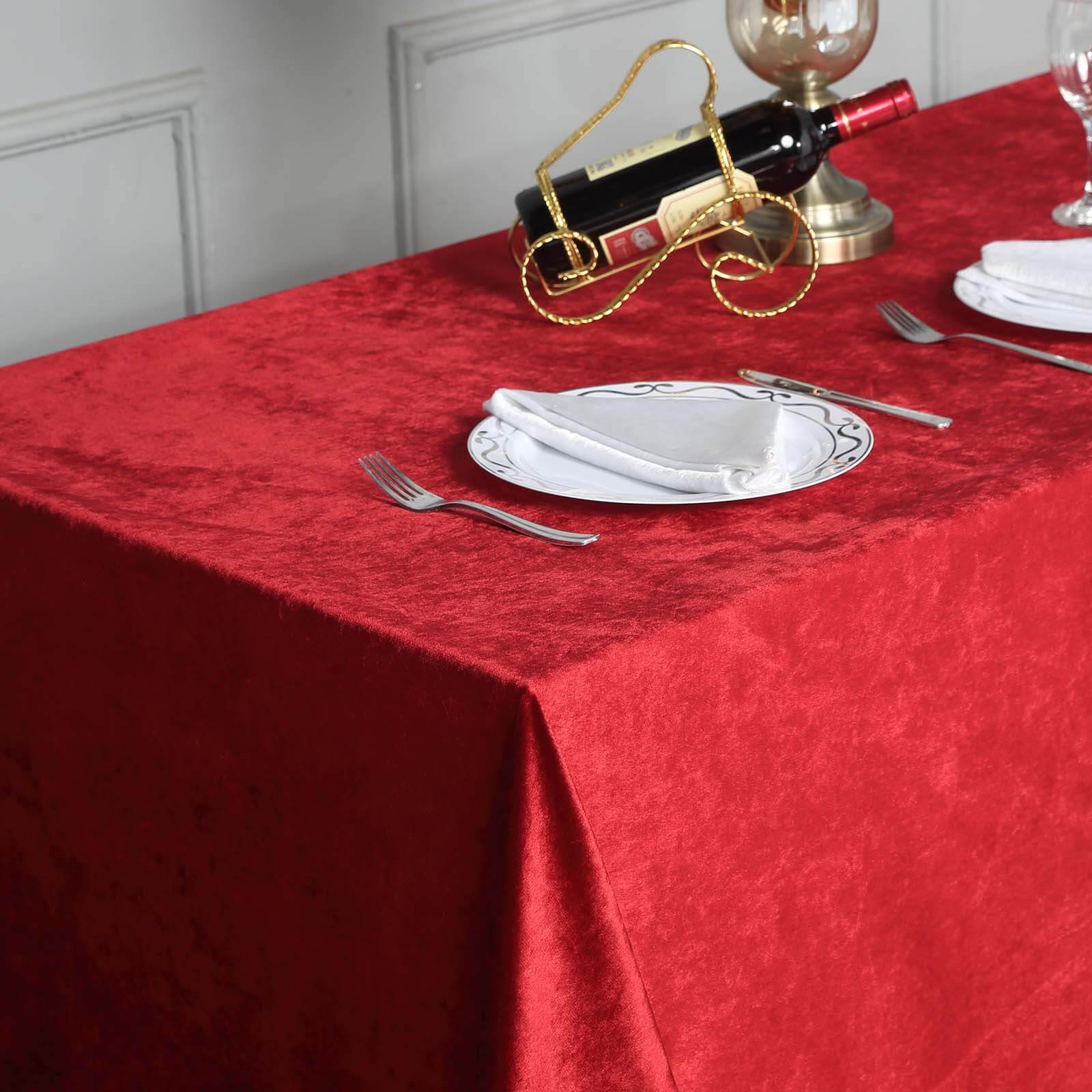 Premium Velvet Rectangle Tablecloth 90"x132" Red - Soft Textured Feel Reusable Seamless Table Cover - Image 3